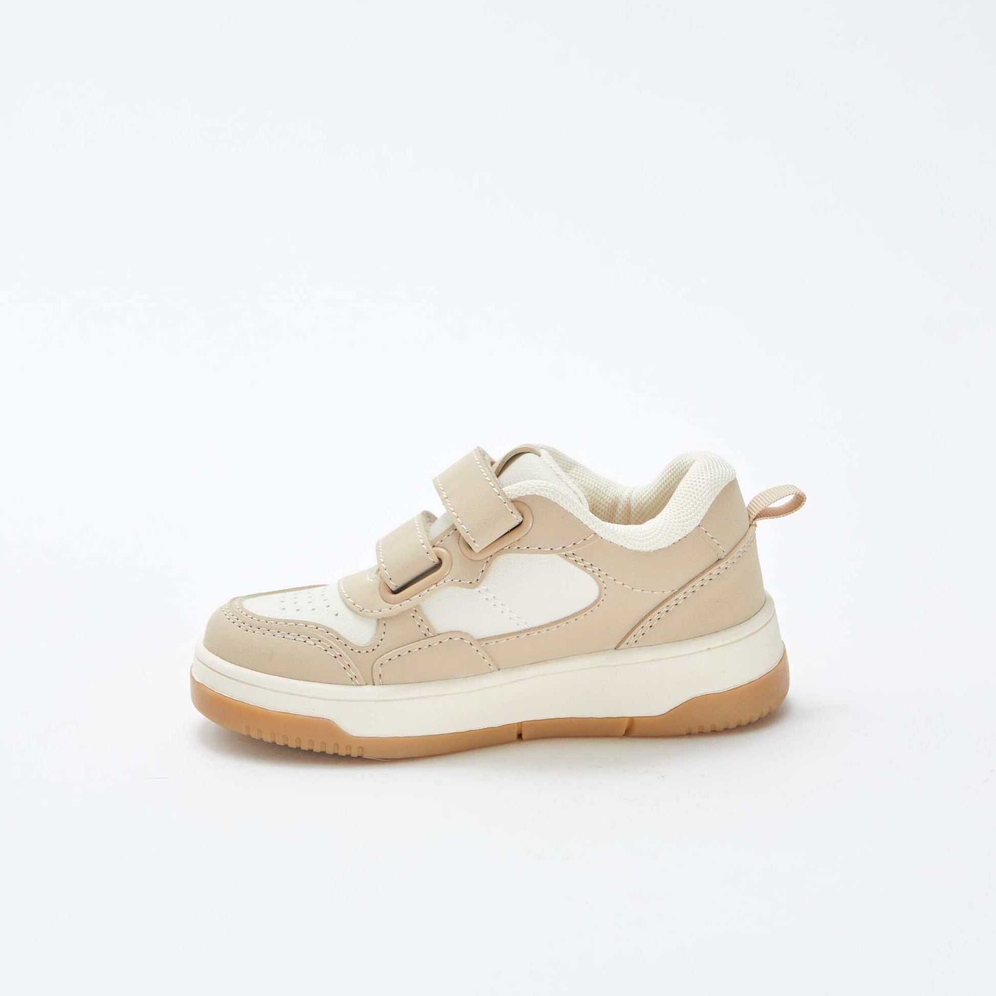 Low-top skater-style Velcro trainers BEIGE