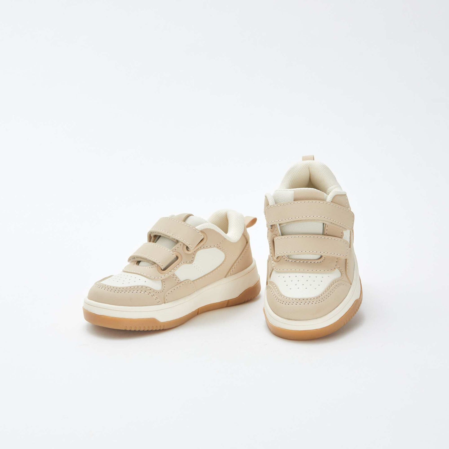 Low-top skater-style Velcro trainers BEIGE