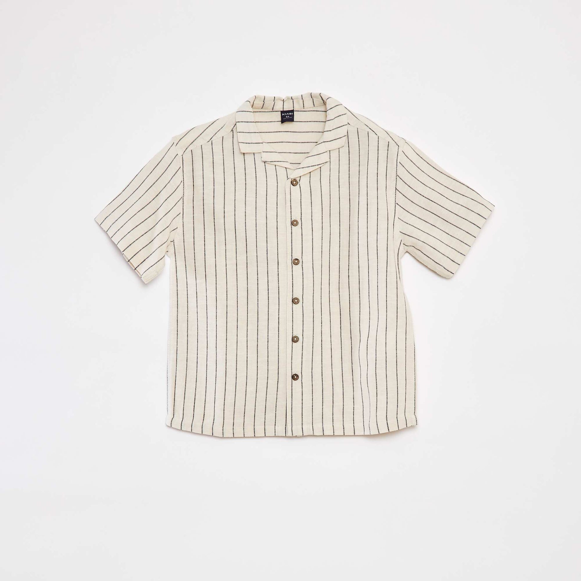 Short-sleeved linen-blend shirt BEIGE