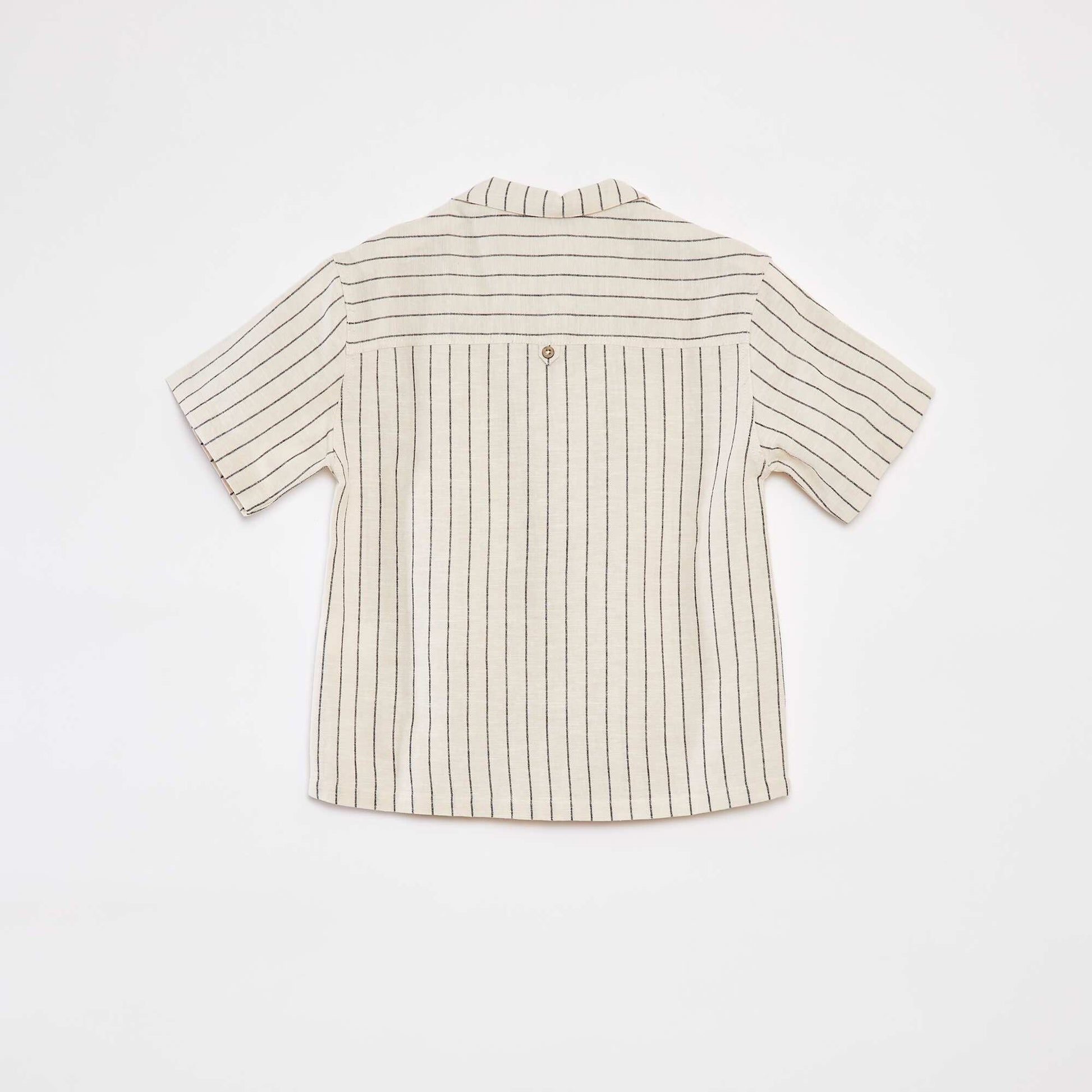 Short-sleeved linen-blend shirt BEIGE