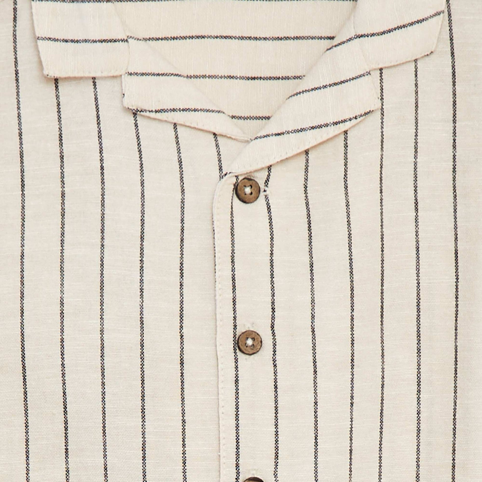 Short-sleeved linen-blend shirt BEIGE