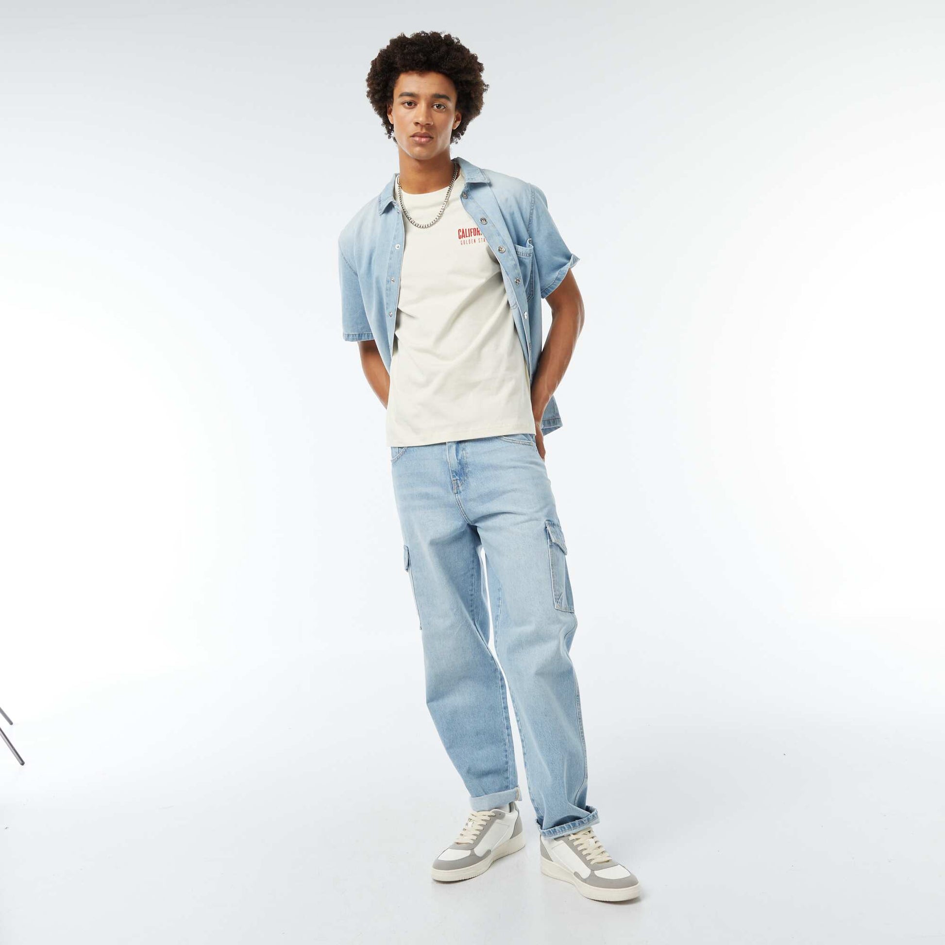 T-shirt with print on the chest BEIGE