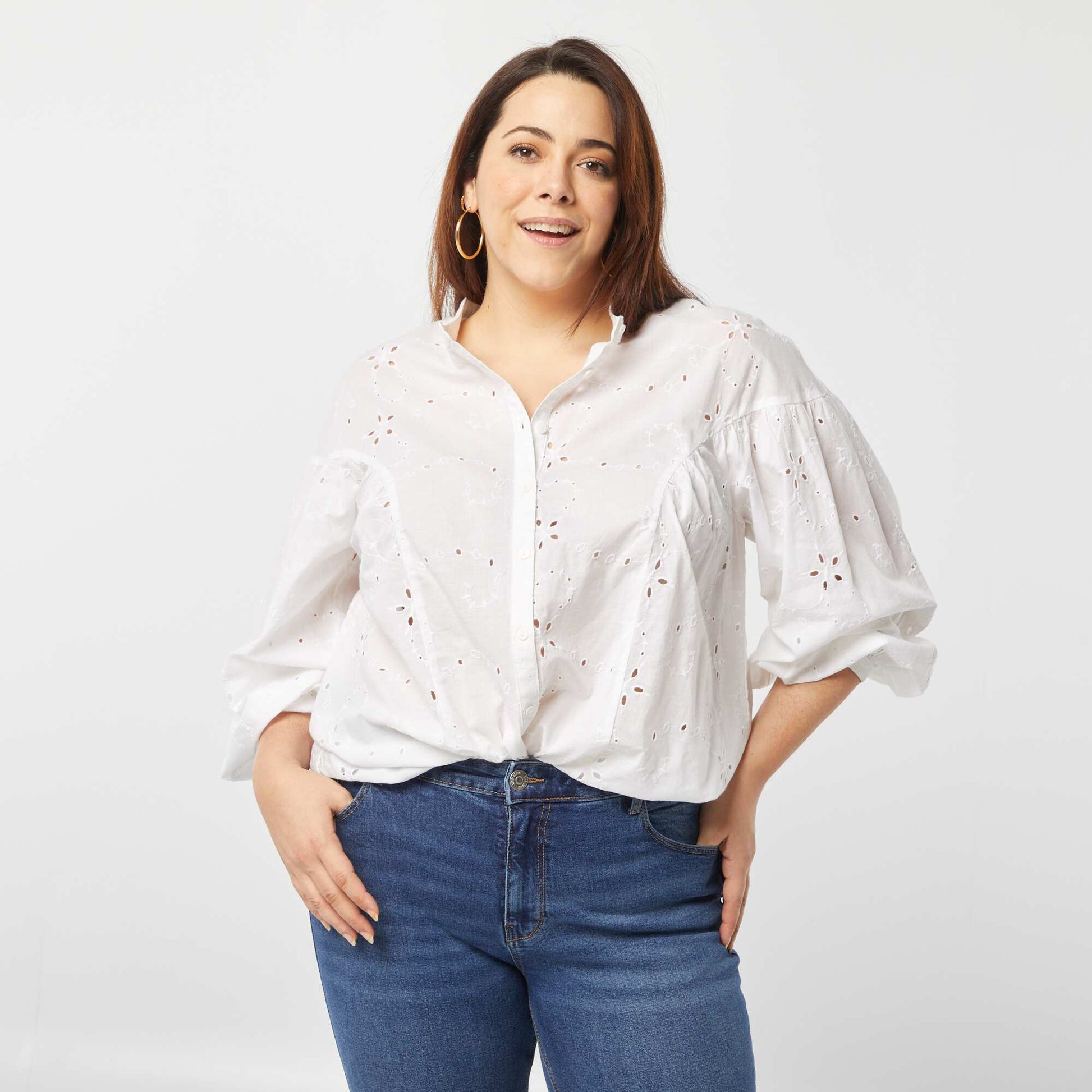Broderie anglaise blouse WHITE