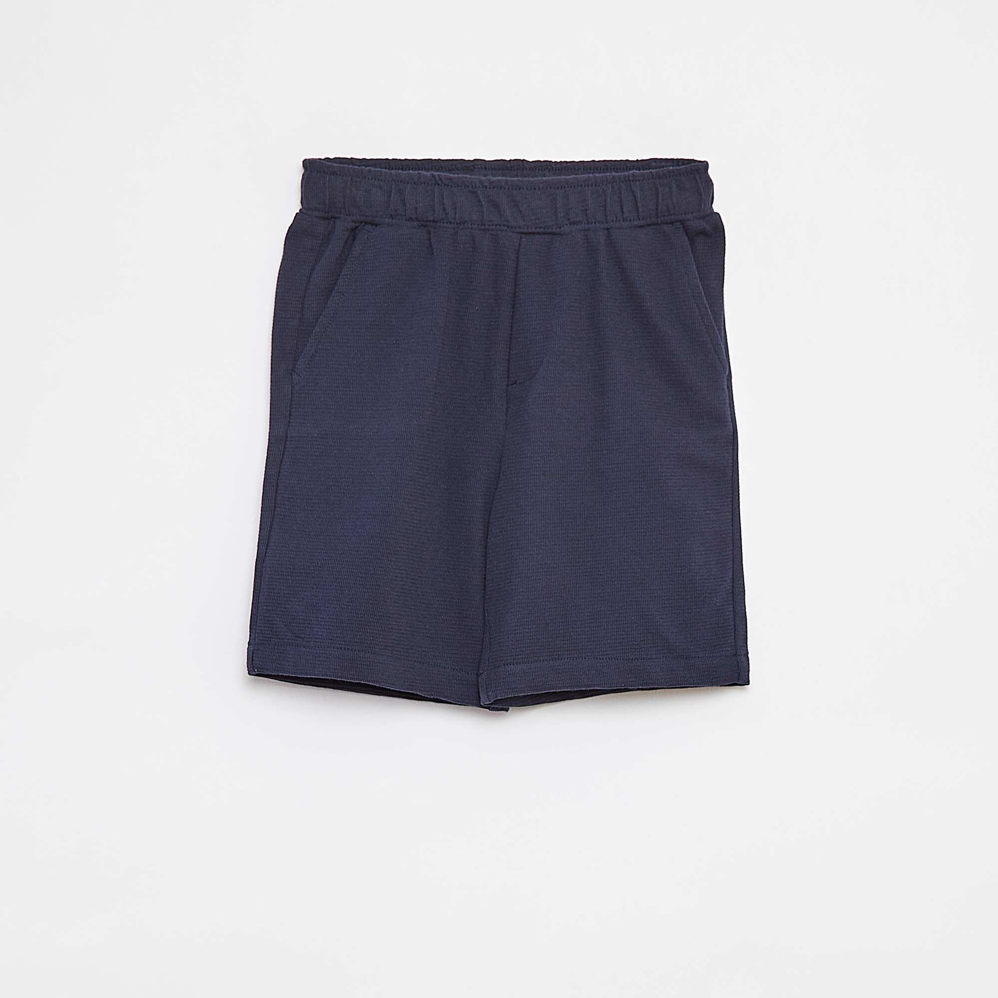 Textured textile shorts with 2 pockets BLUE
