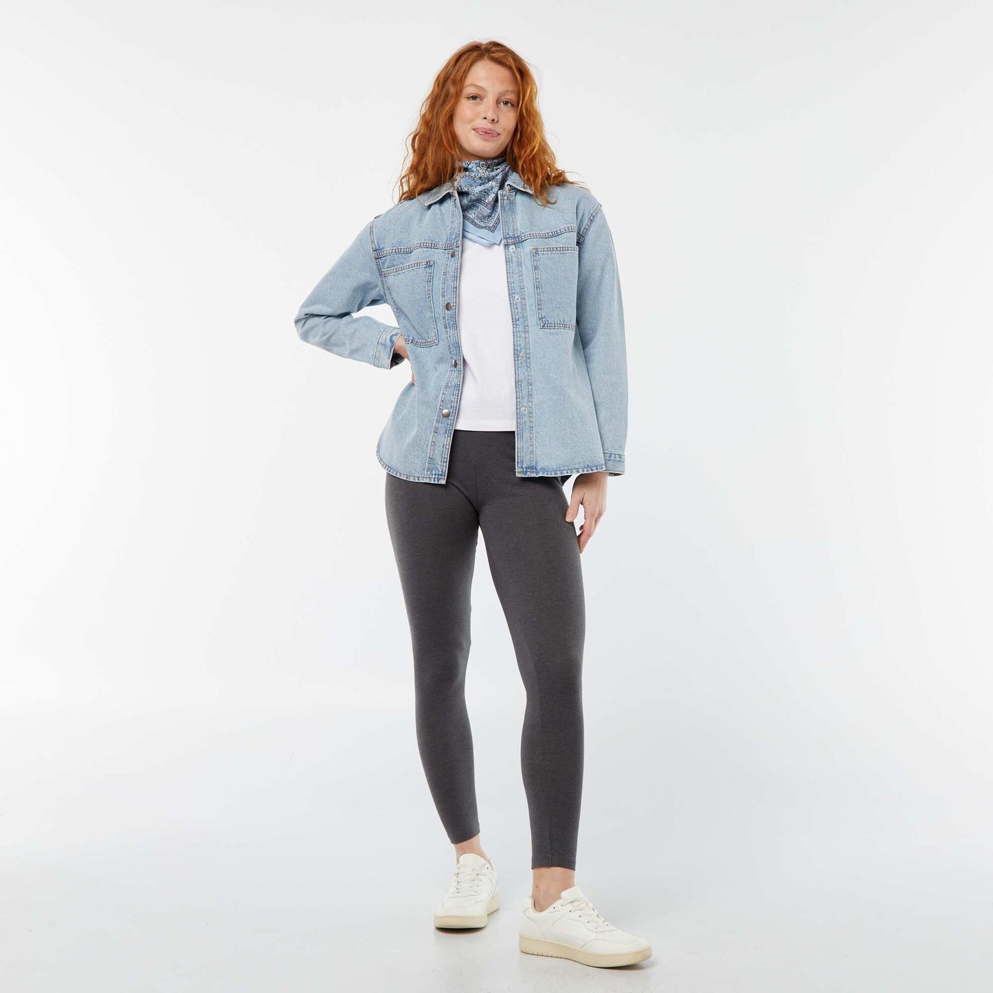 Denim overshirt with patch pockets BLUE