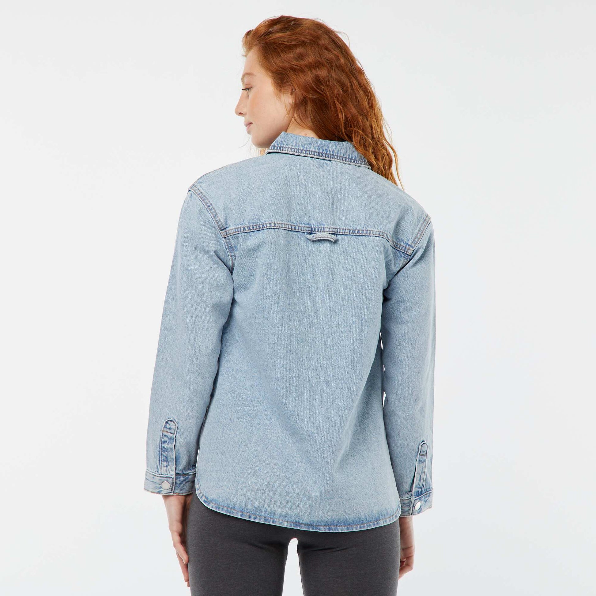 Denim overshirt with patch pockets BLUE
