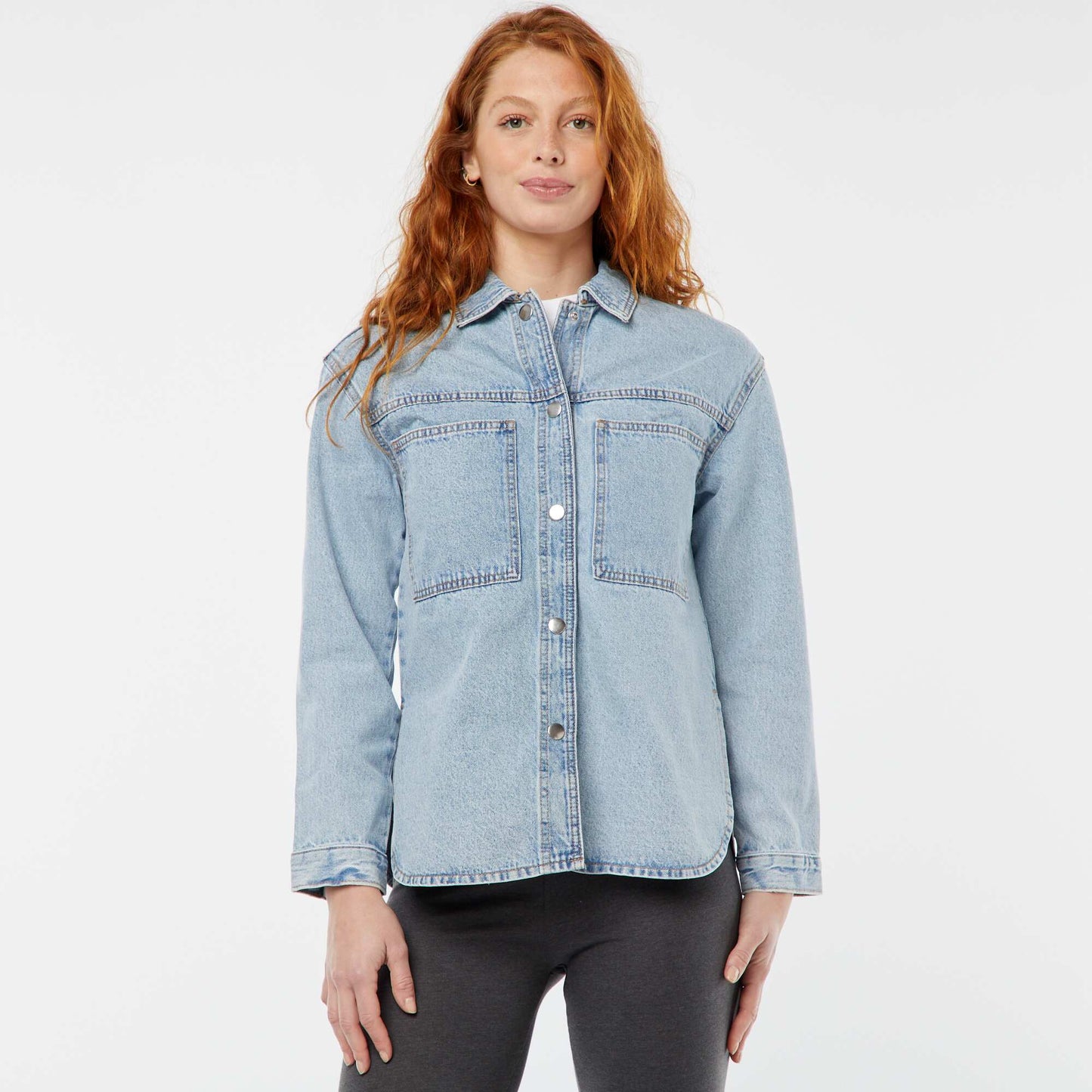 Denim overshirt with patch pockets BLUE