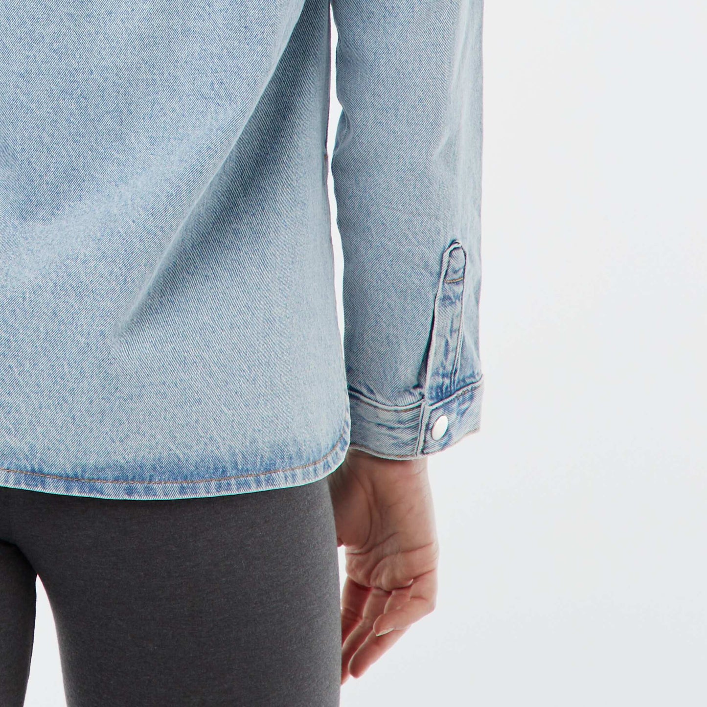 Denim overshirt with patch pockets BLUE