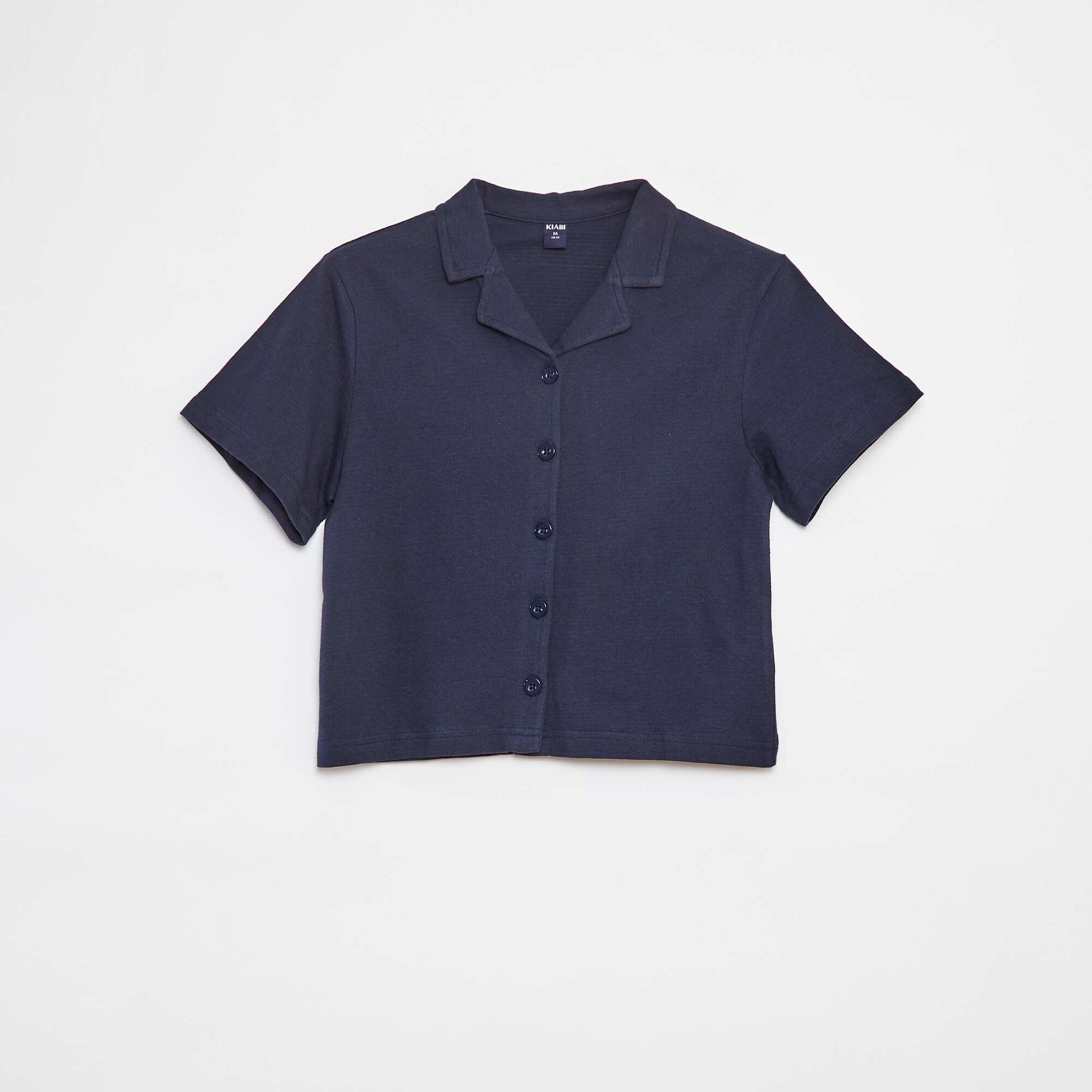 Textured short-sleeved shirt BLUE