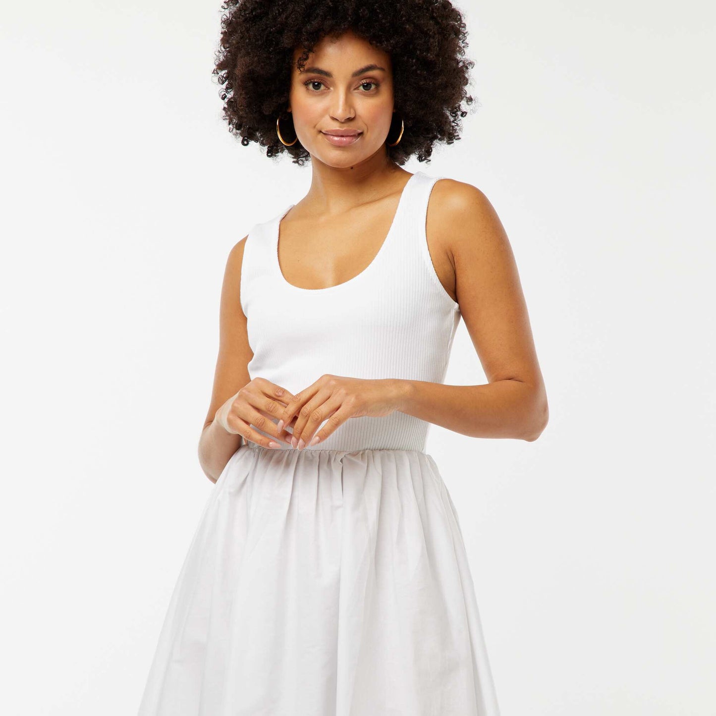 2-in-1 effect midi dress WHITE