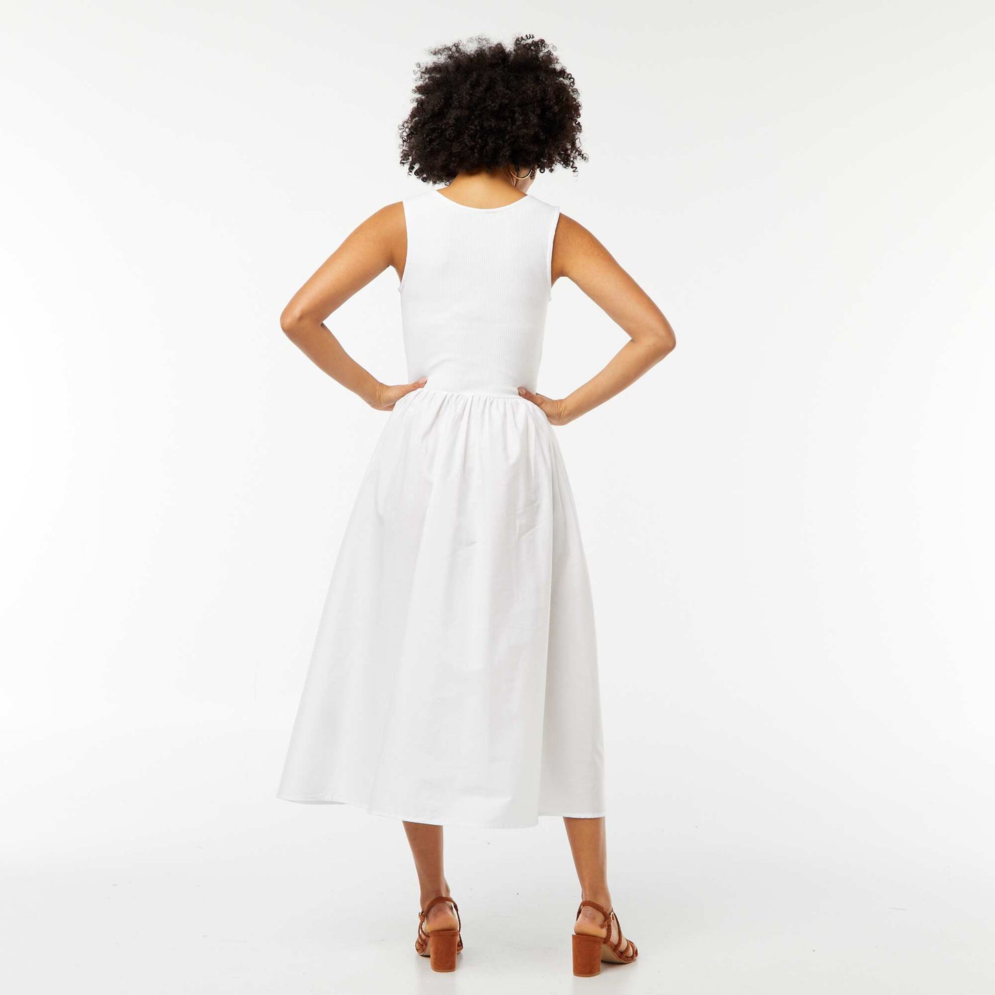 2-in-1 effect midi dress WHITE