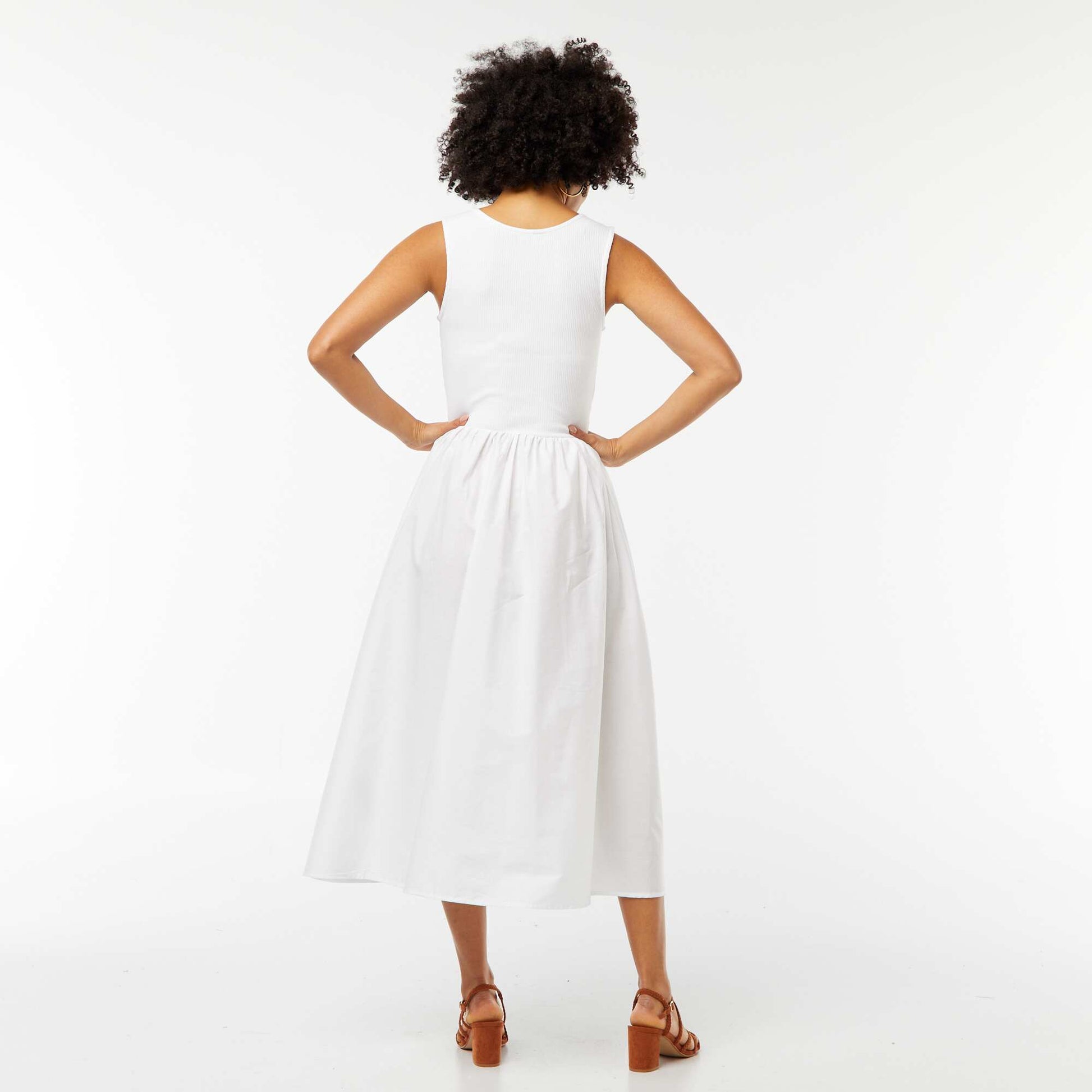 2-in-1 effect midi dress WHITE