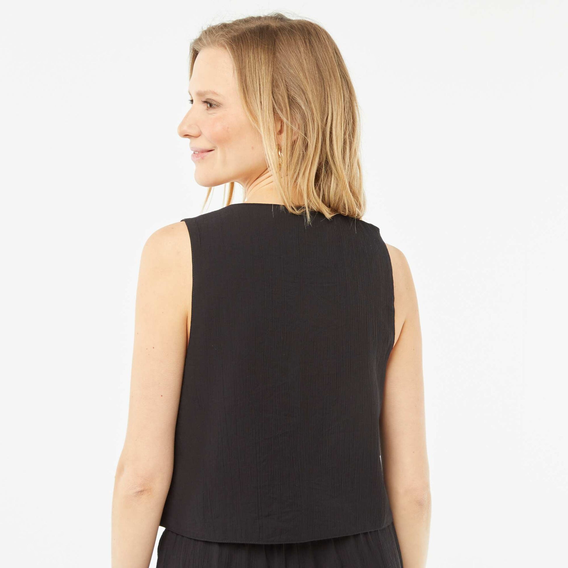 Waistcoat with tie fastenings BLACK