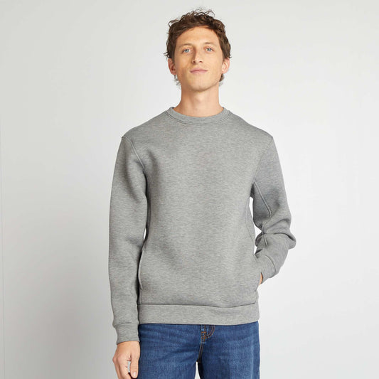 Round-neck neoprene sweatshirt GREY