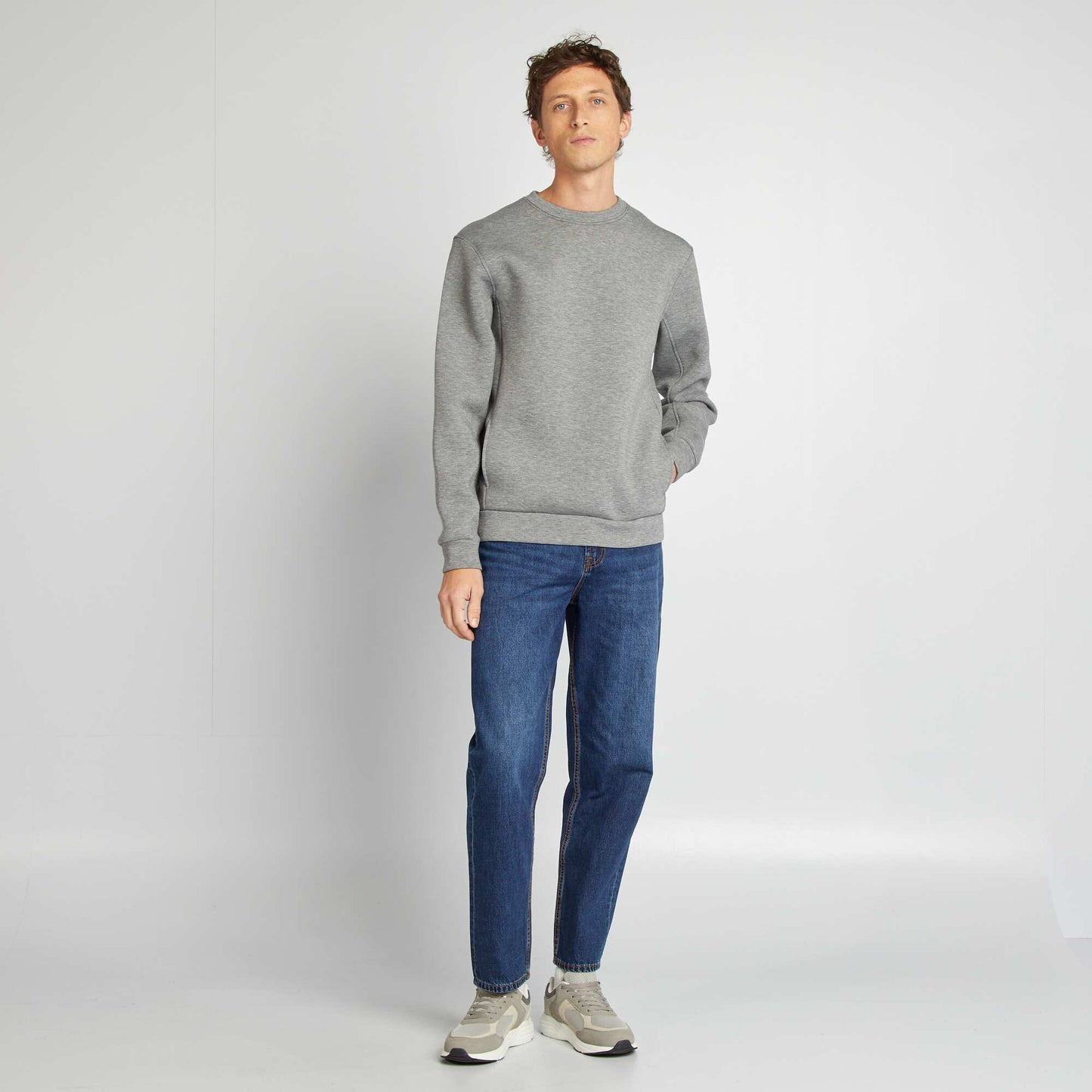 Round-neck neoprene sweatshirt GREY