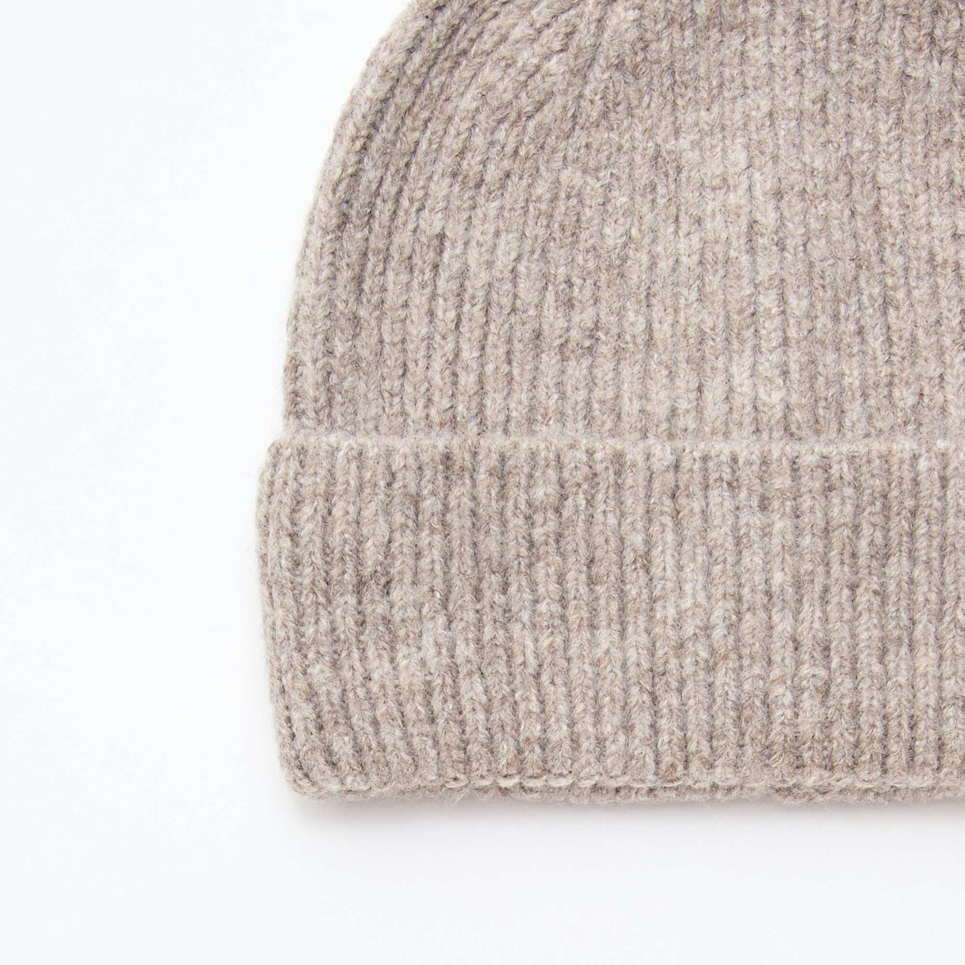 Ribbed cuffed beanie BEIGE