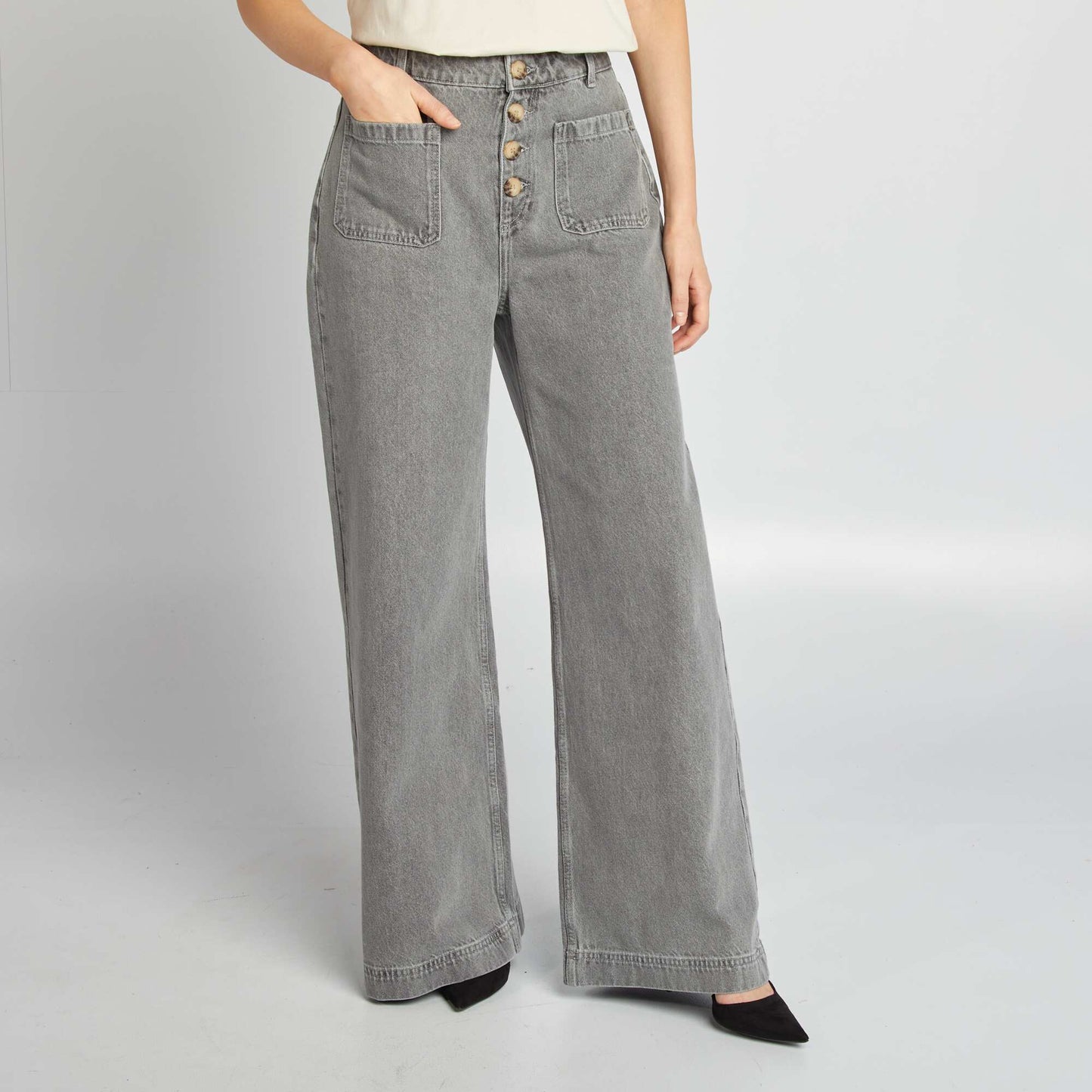 High-rise wide-leg jeans GREY