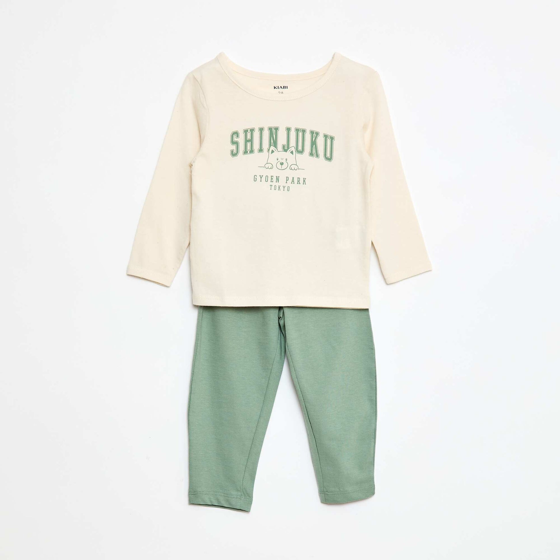 Printed T-shirt + Leggings Pyjama Set - 2 pieces BEIGE