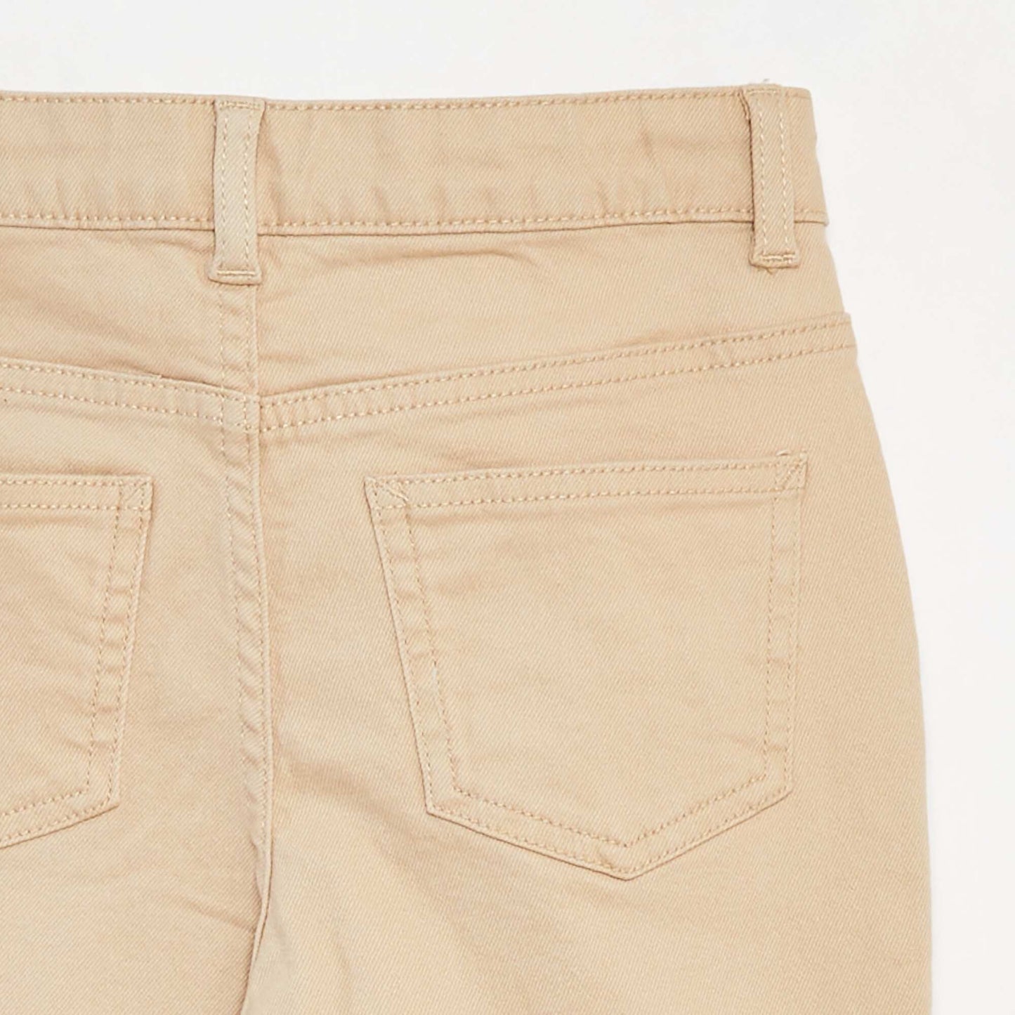 Flared twill trousers with adjustable waist BEIGE