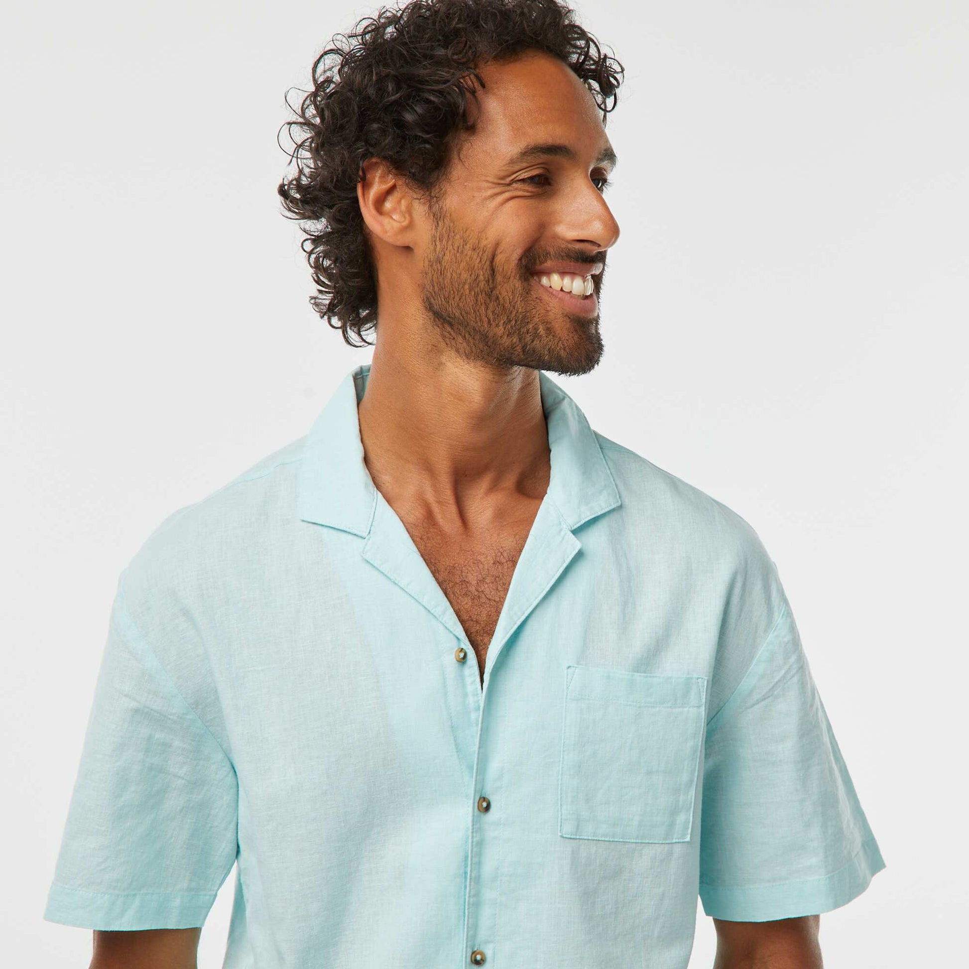 Short-sleeved shirt with breast pocket BLUE