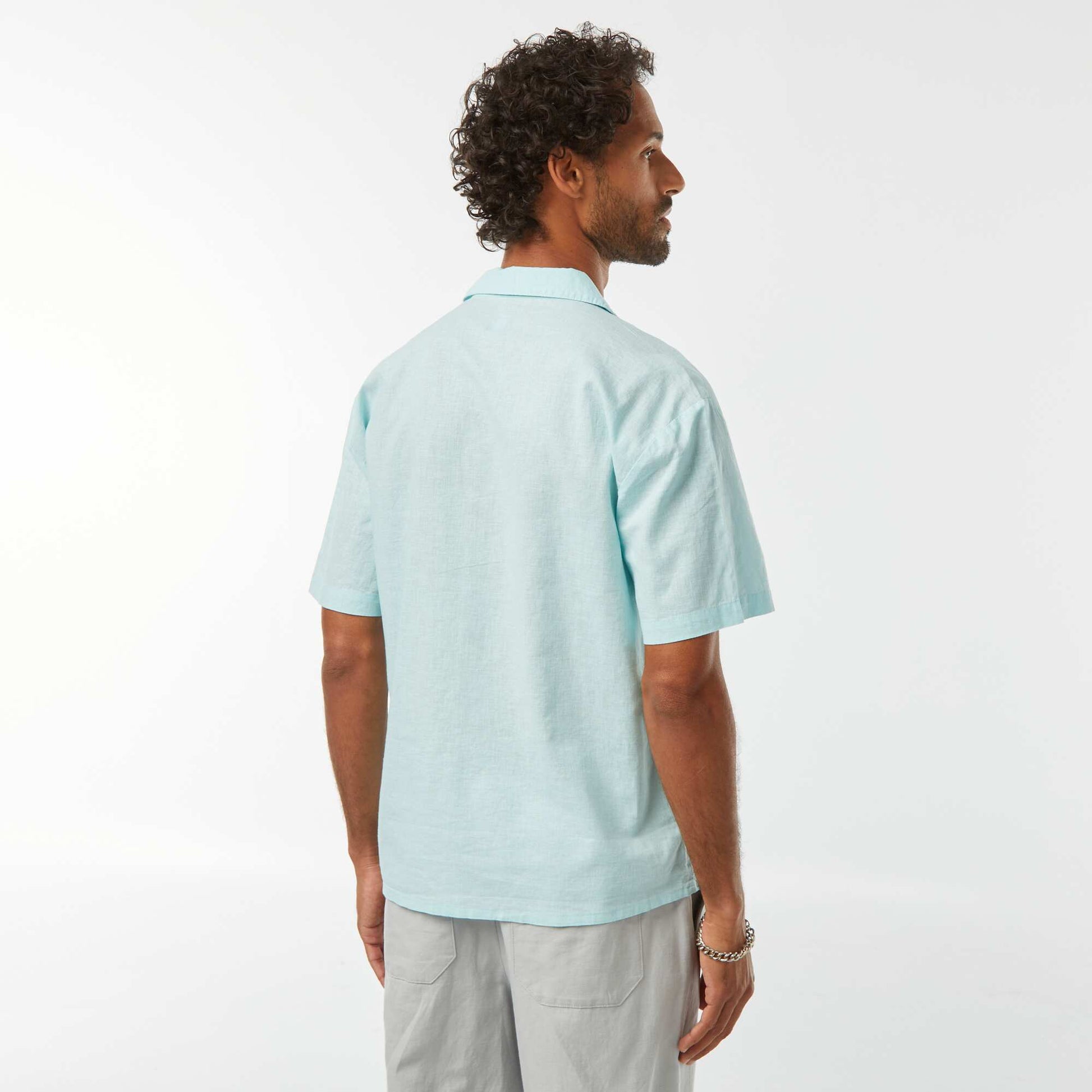 Short-sleeved shirt with breast pocket BLUE