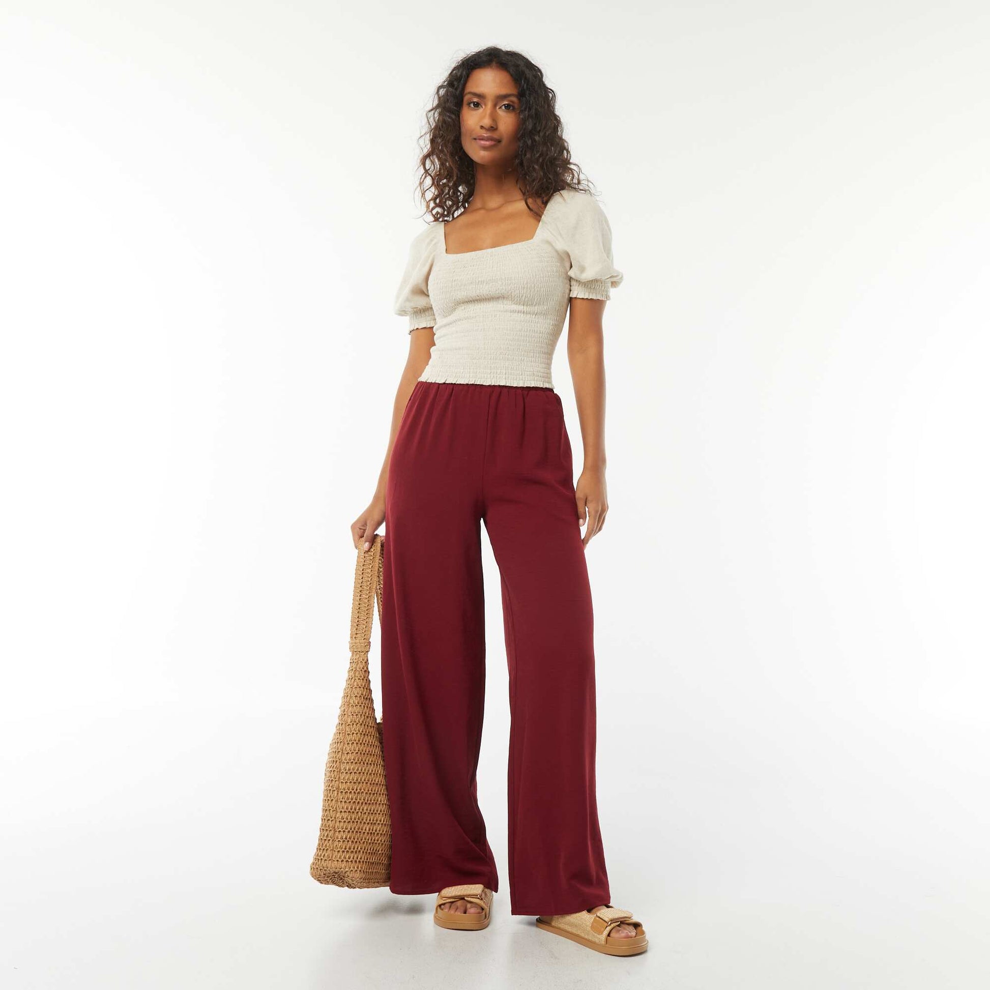 Short-sleeved cropped blouse WHITE