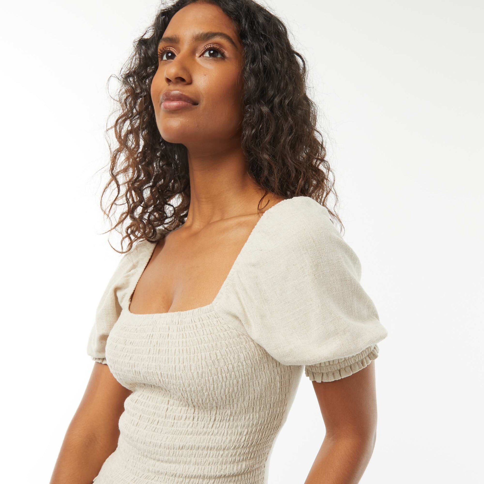 Short-sleeved cropped blouse WHITE