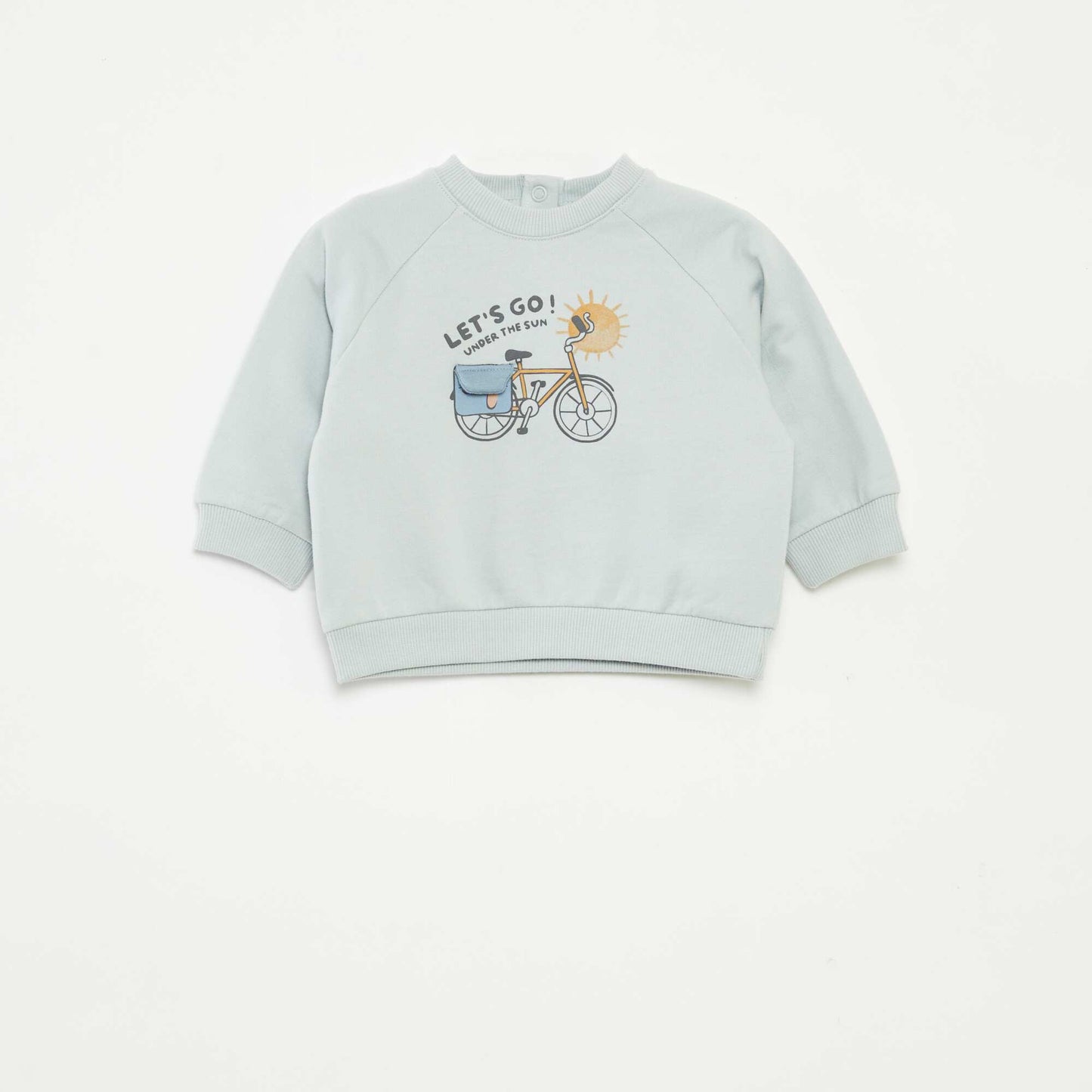 Printed sweatshirt with press-stud fastening BLUE