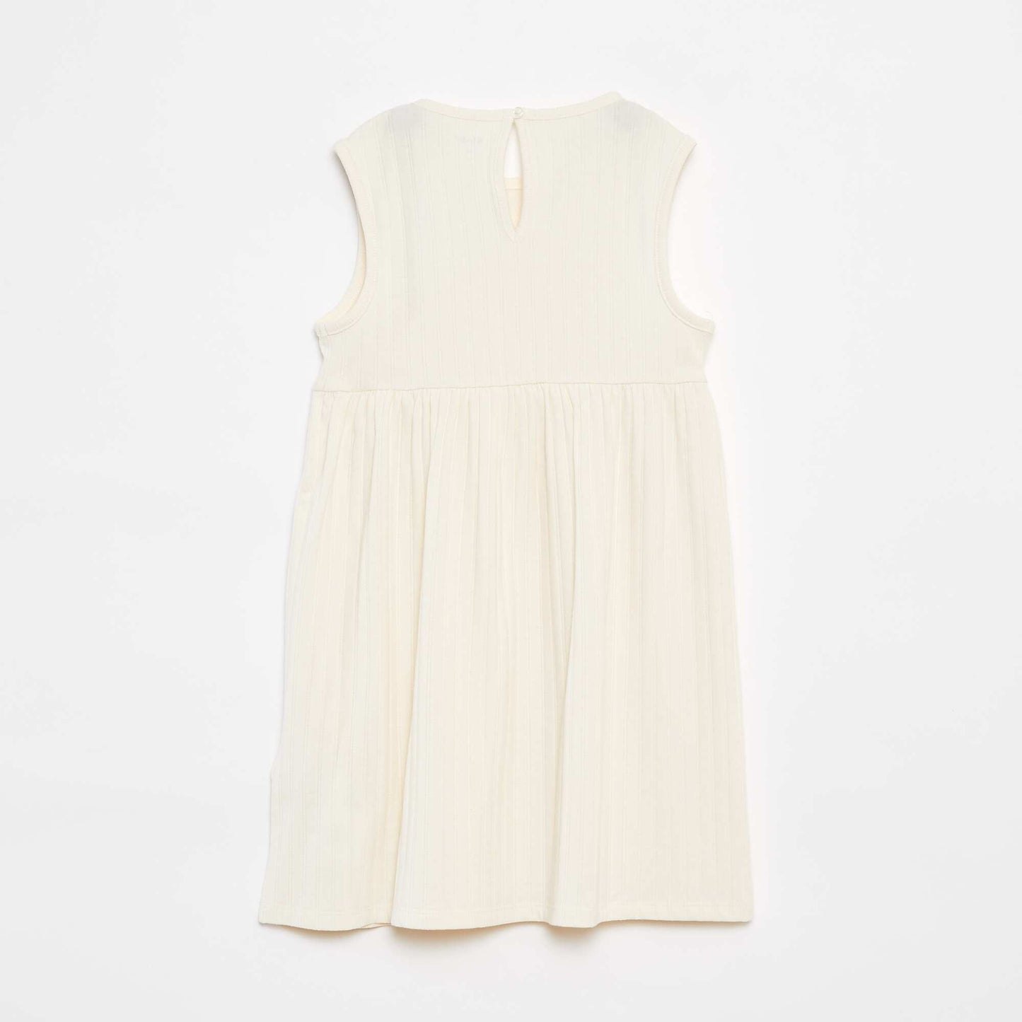 Ribbed macramé sleeveless dress WHITE