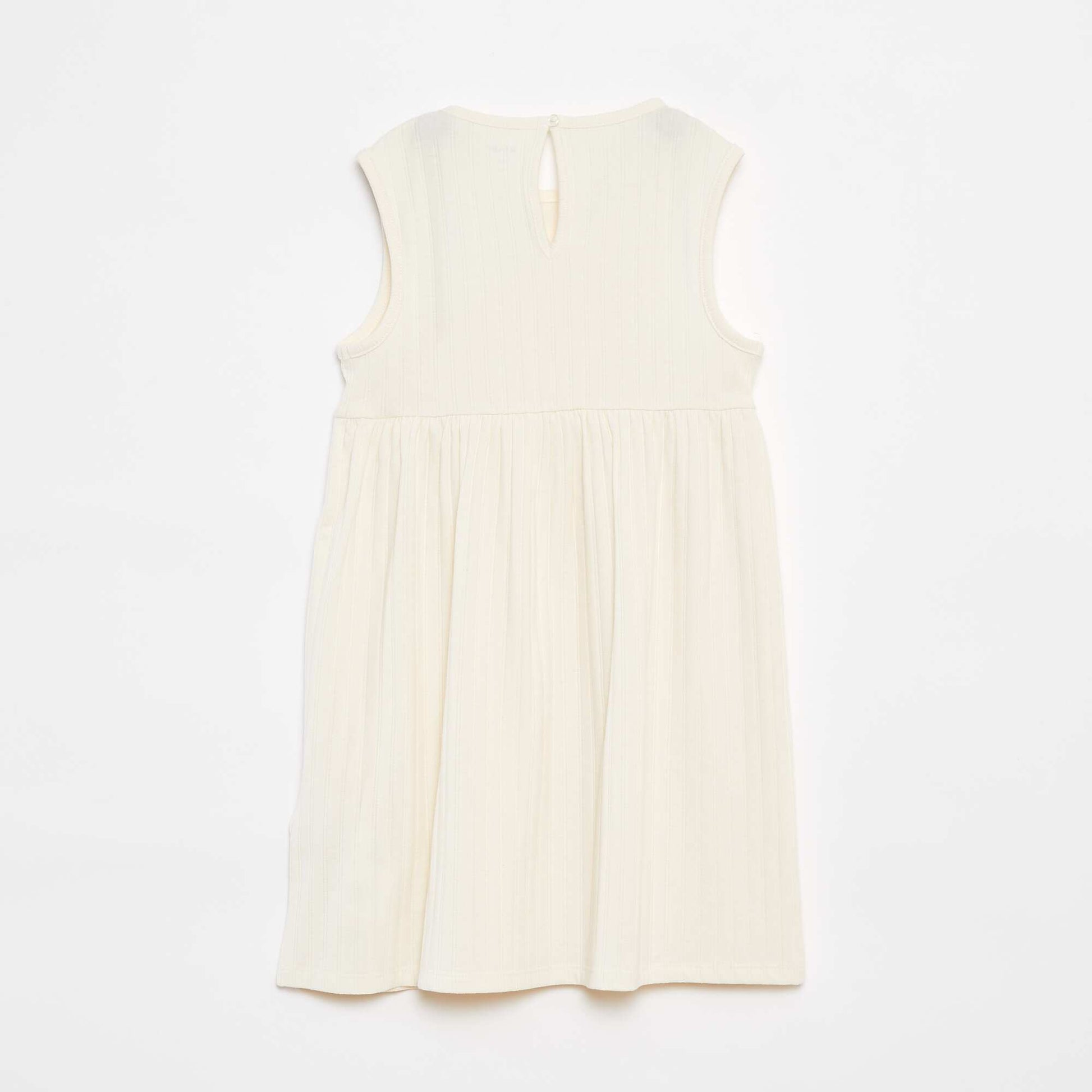 Ribbed macramé sleeveless dress WHITE