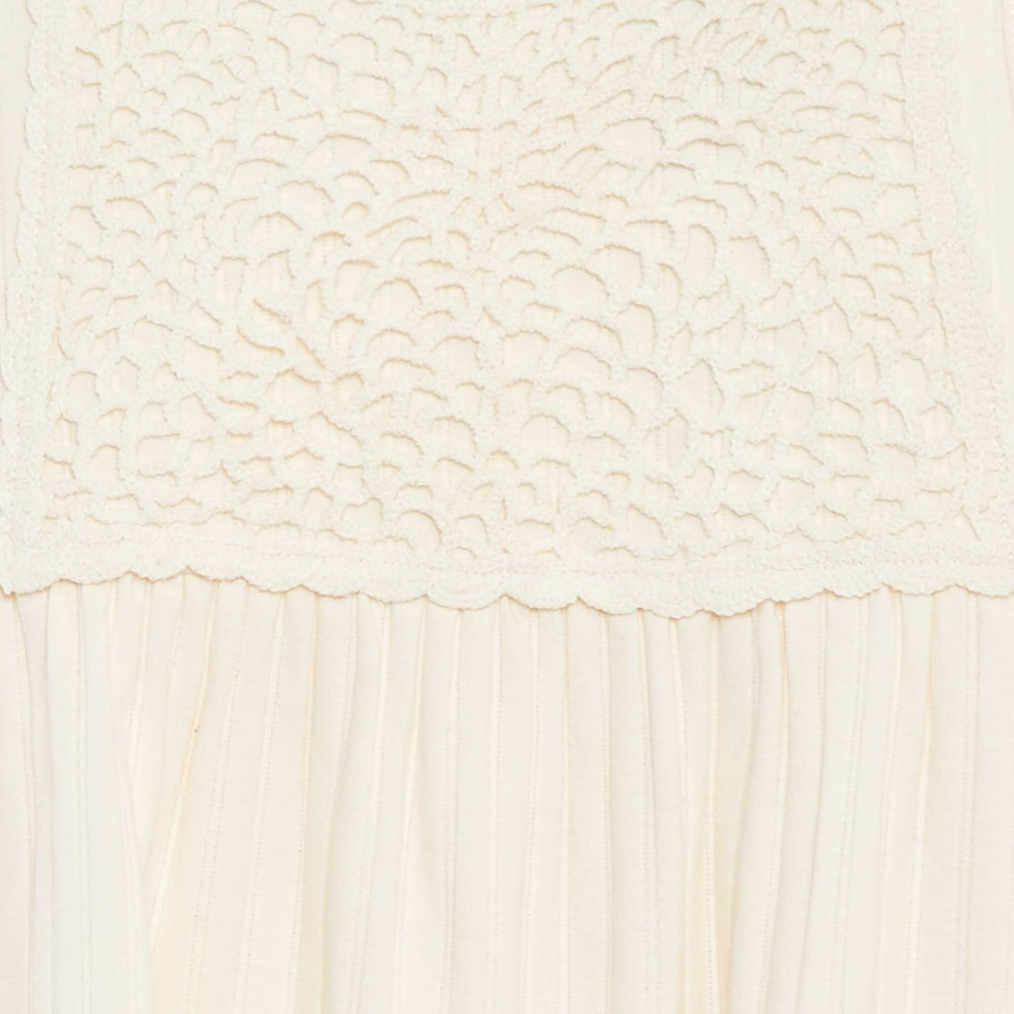 Ribbed macramé sleeveless dress WHITE