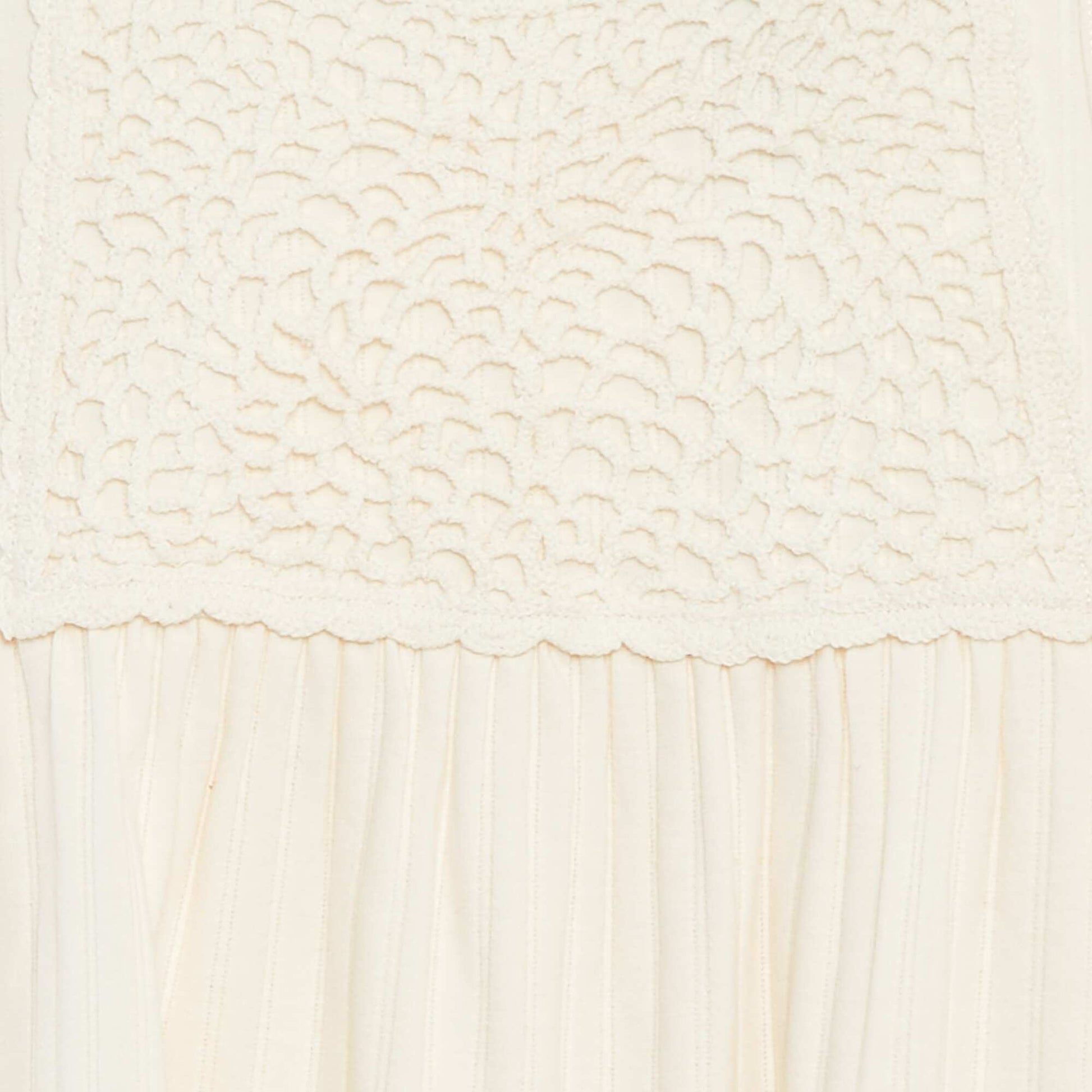 Ribbed macramé sleeveless dress WHITE