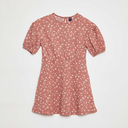 Short-sleeved printed dress PINK