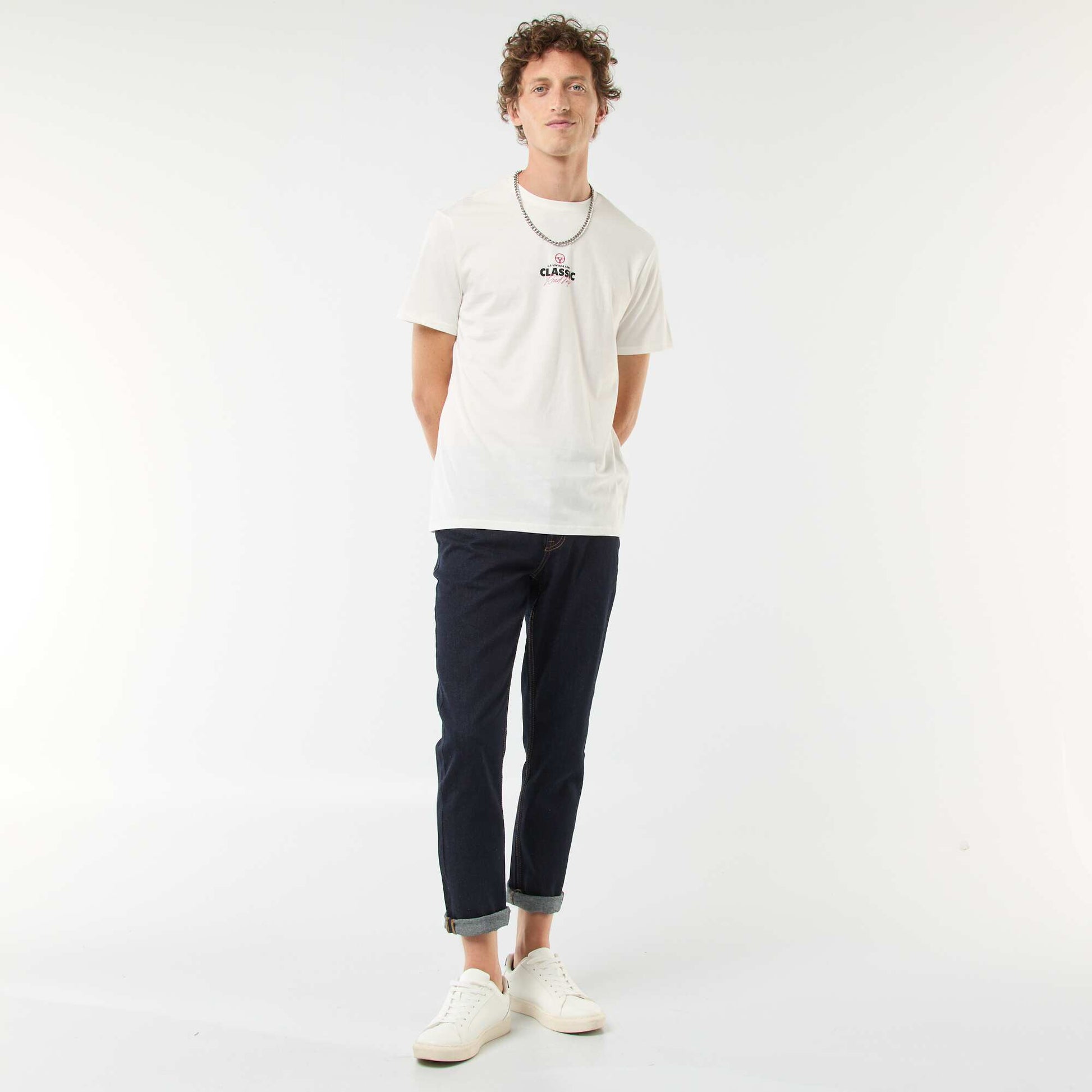 Short-sleeved printed T-shirt WHITE