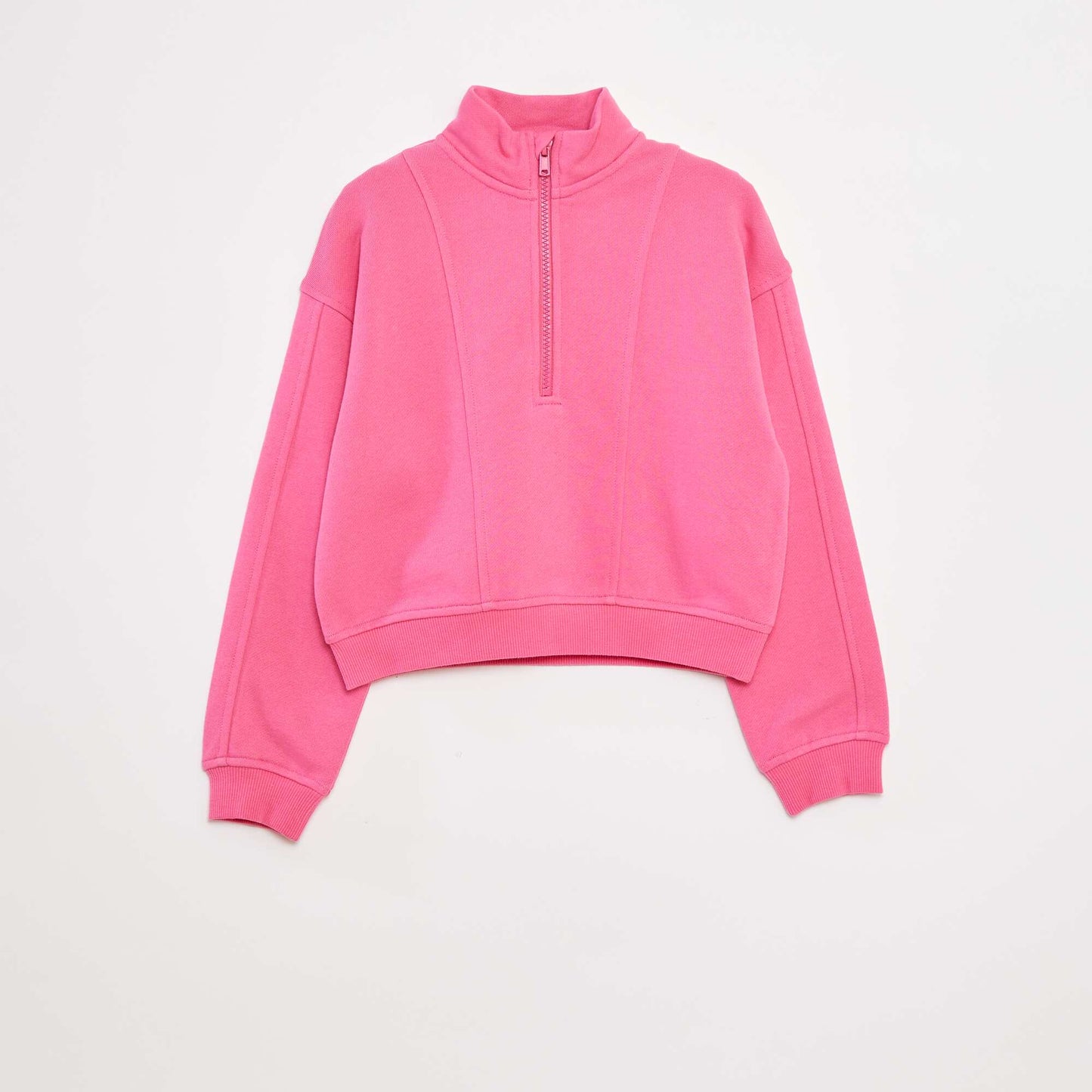 Sweatshirt with zip-up high collar PINK