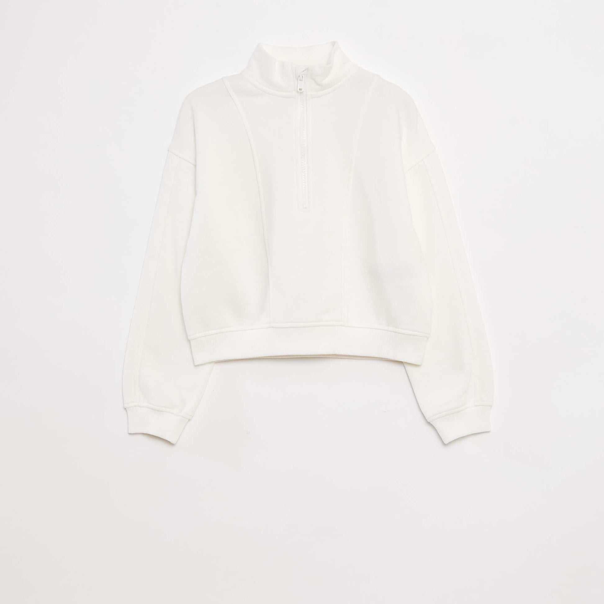 Sweatshirt with zip-up high collar WHITE