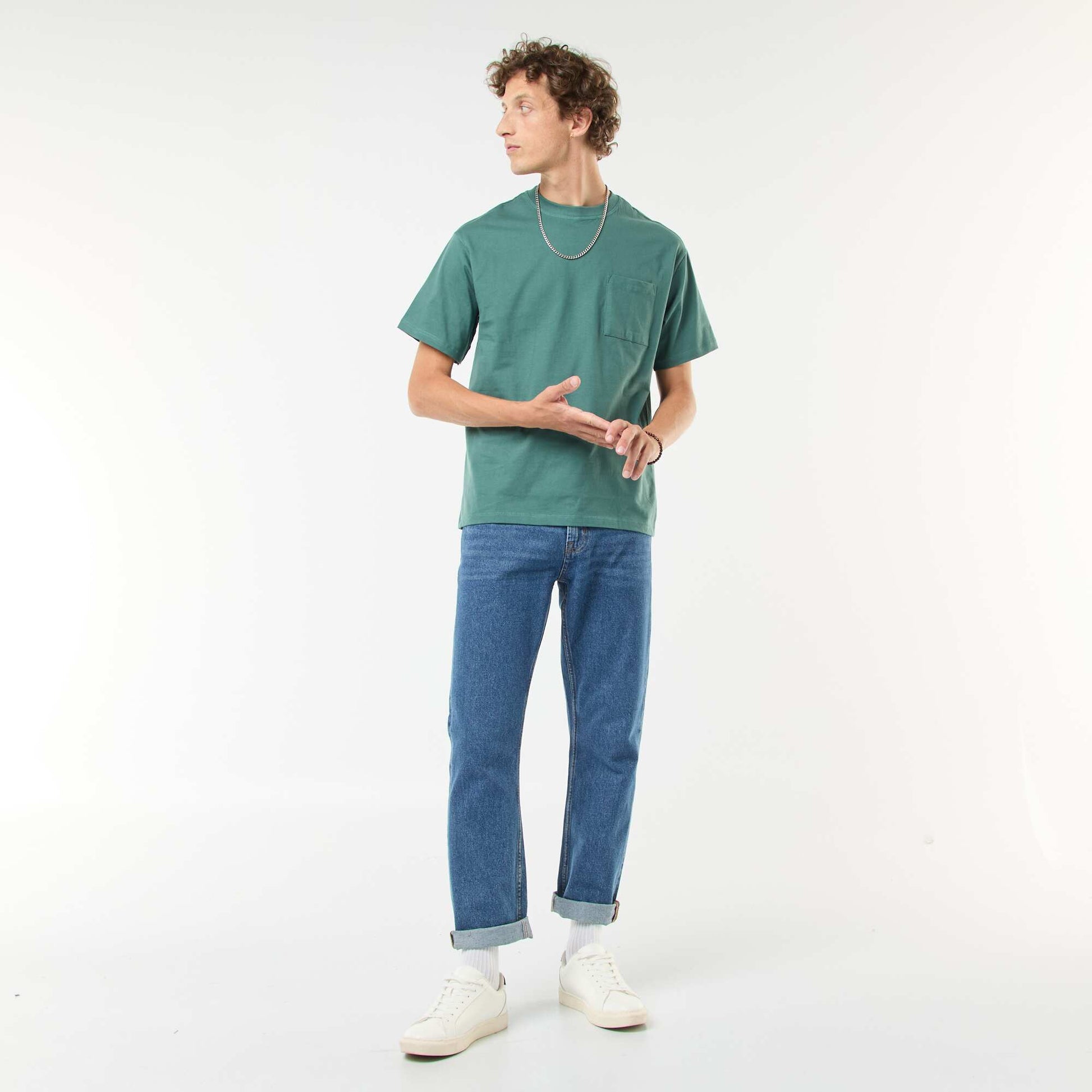 Short-sleeved jersey knit T-shirt GREEN