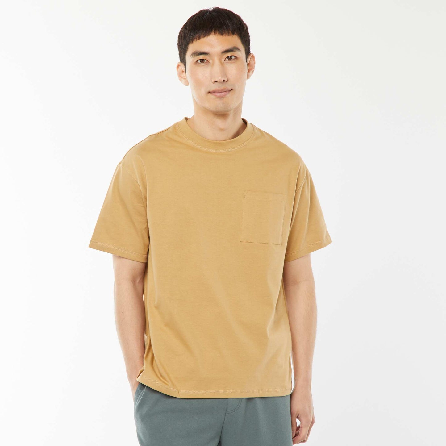 Short-sleeved jersey knit T-shirt BEIGE