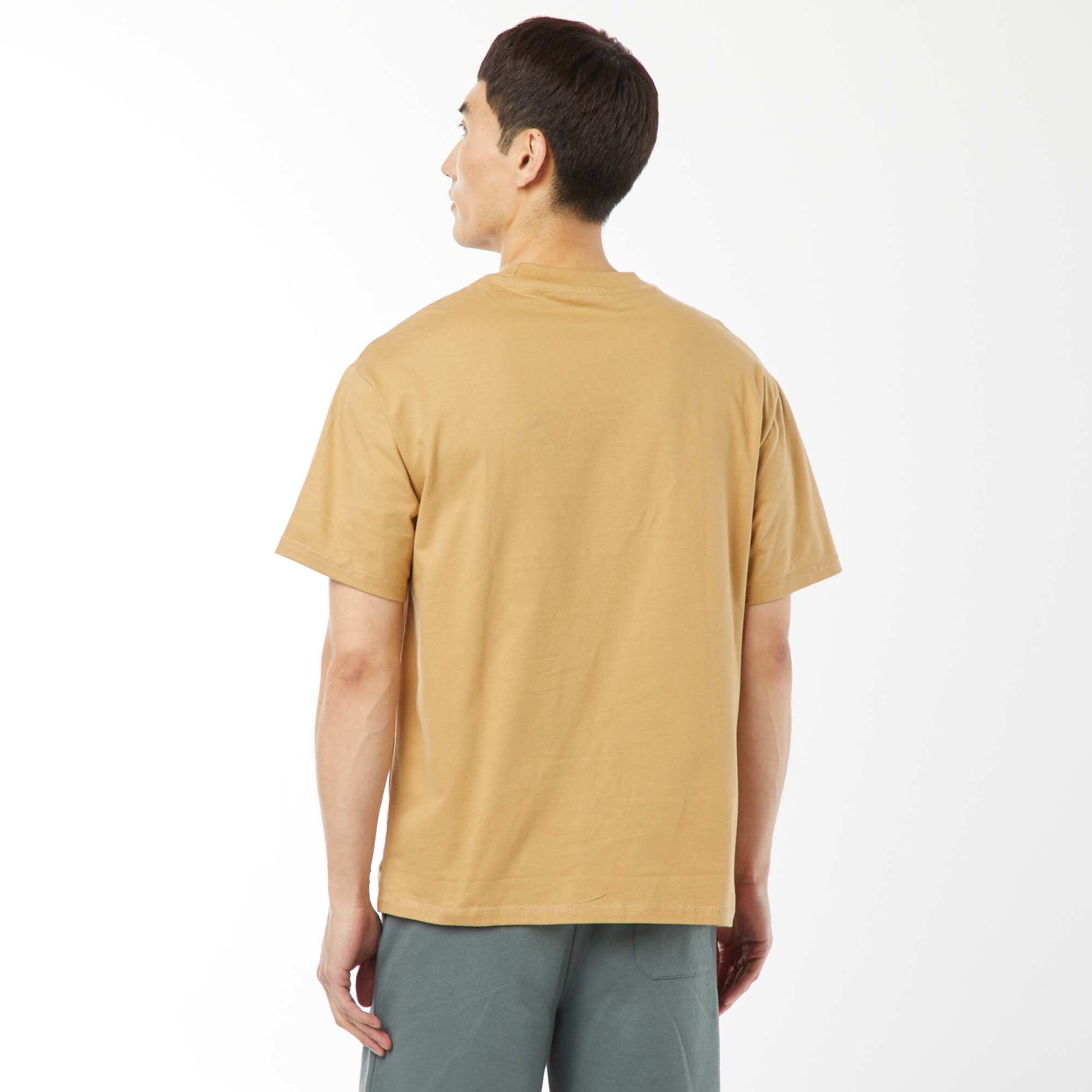 Short-sleeved jersey knit T-shirt BEIGE