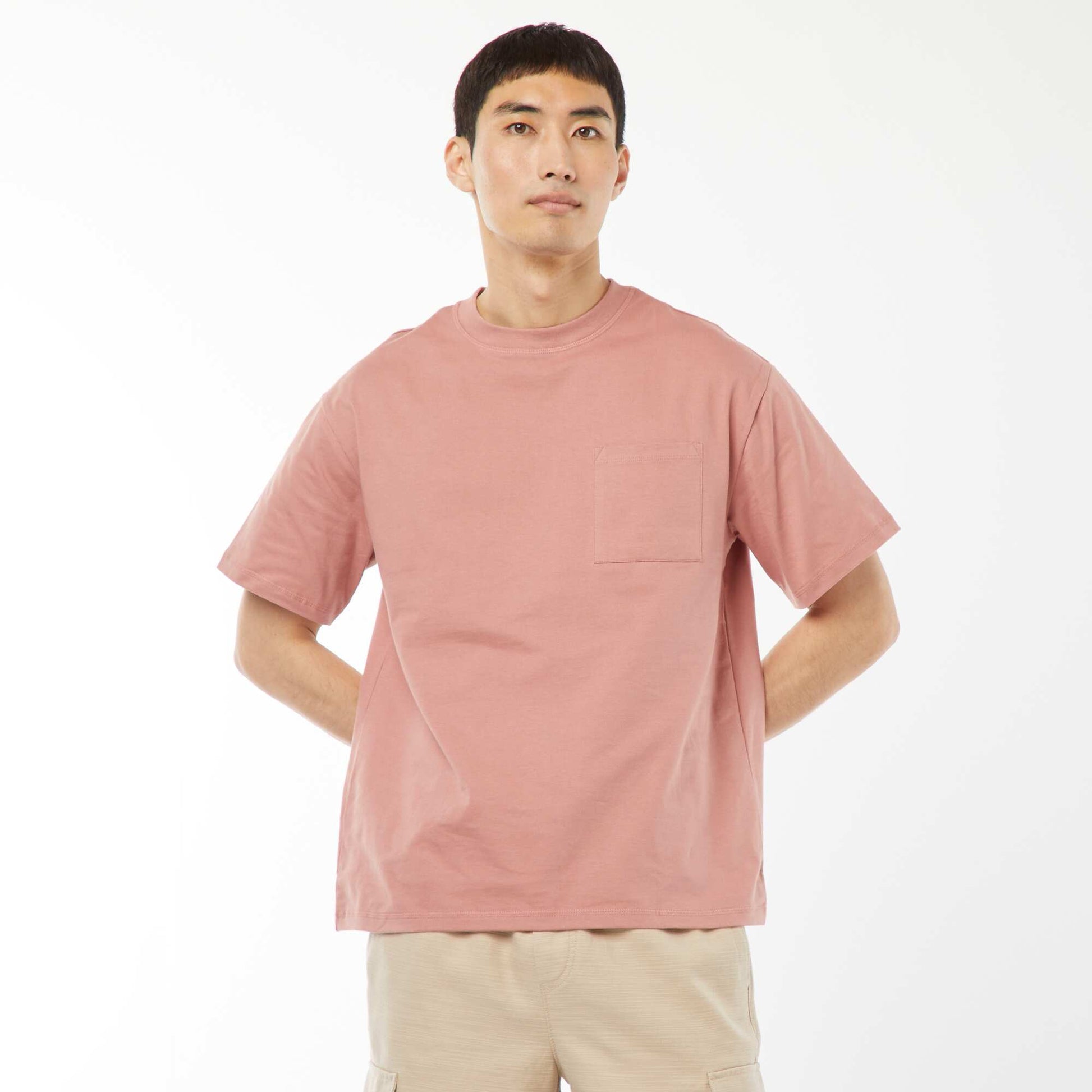 Short-sleeved jersey knit T-shirt PINK