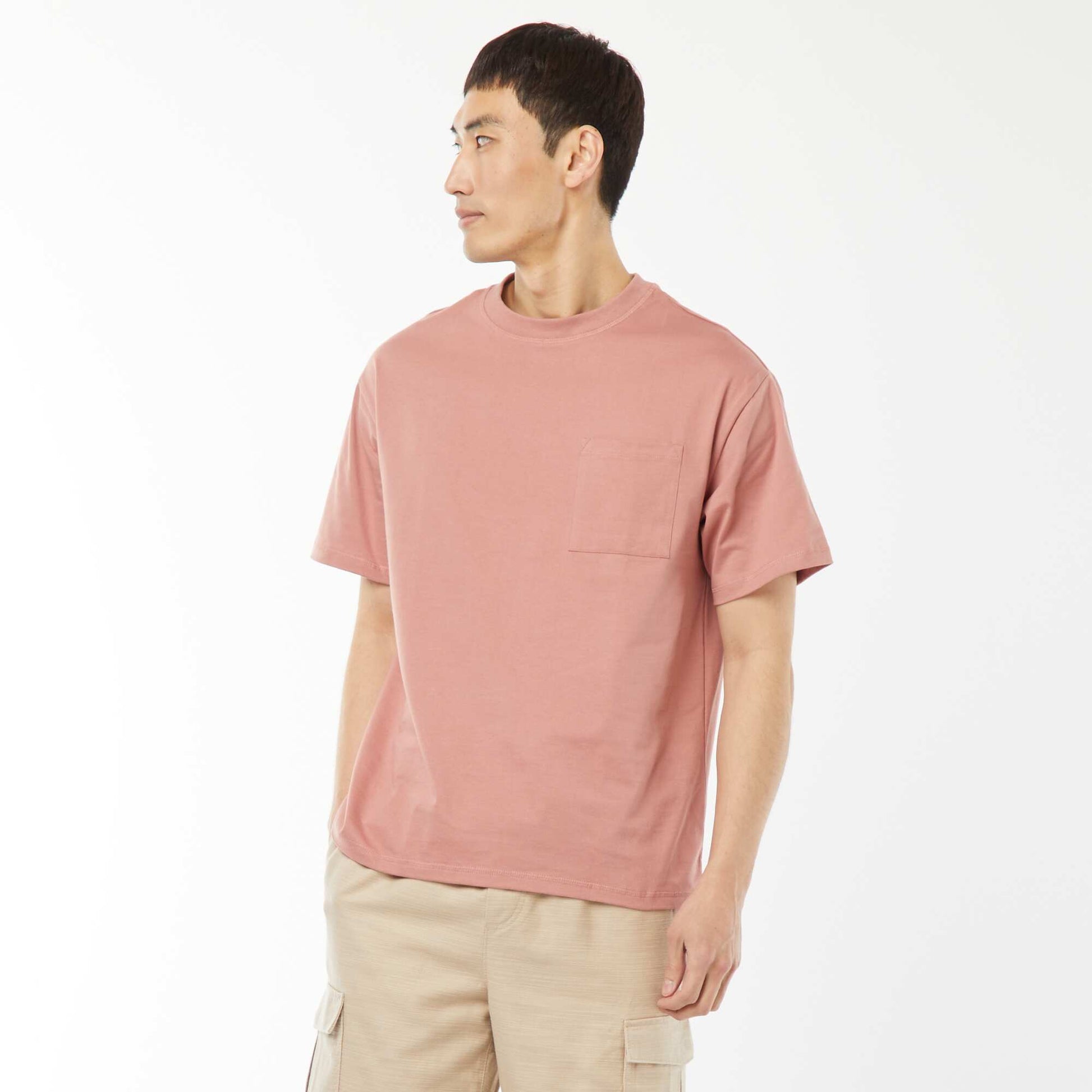 Short-sleeved jersey knit T-shirt PINK