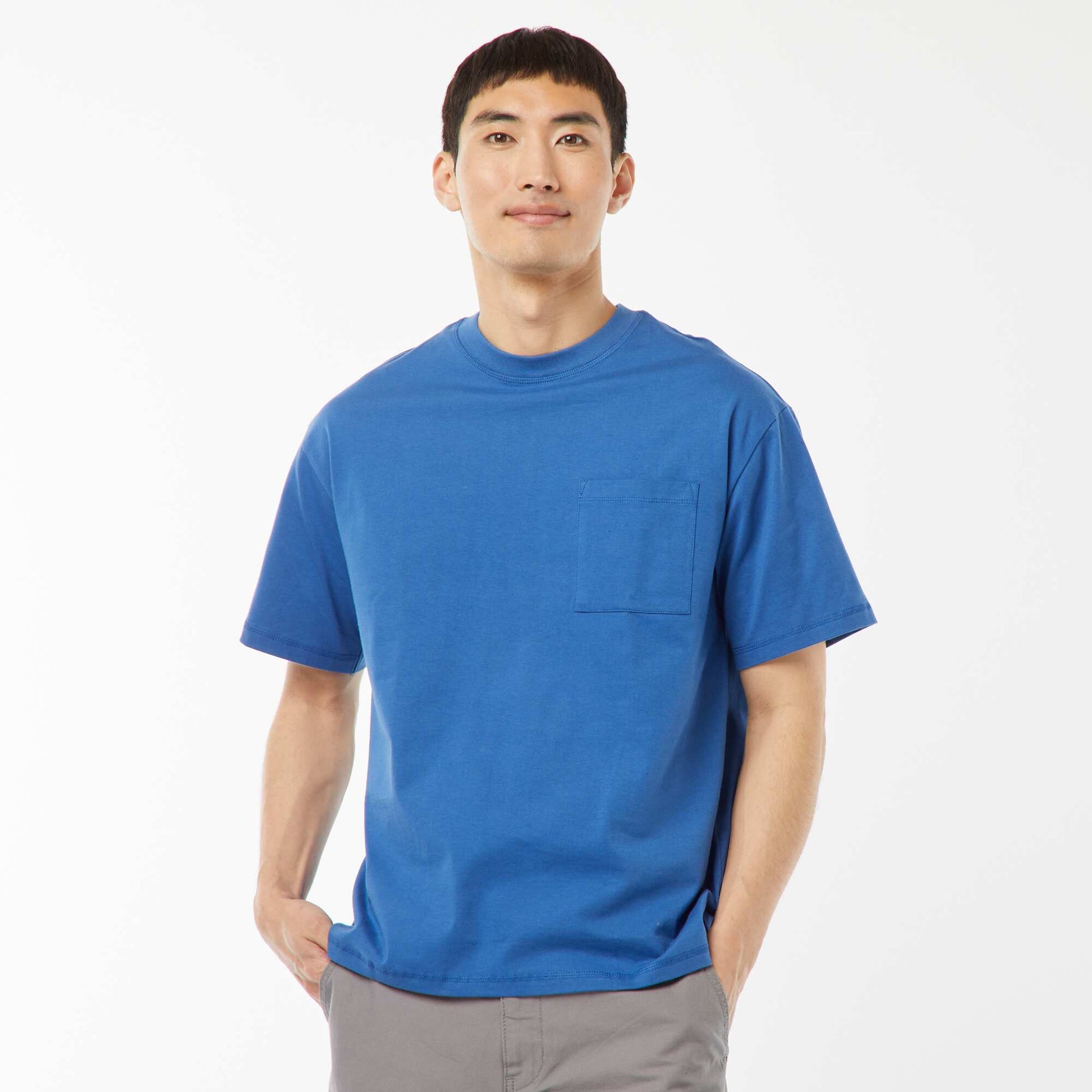 Short-sleeved jersey knit T-shirt BLUE