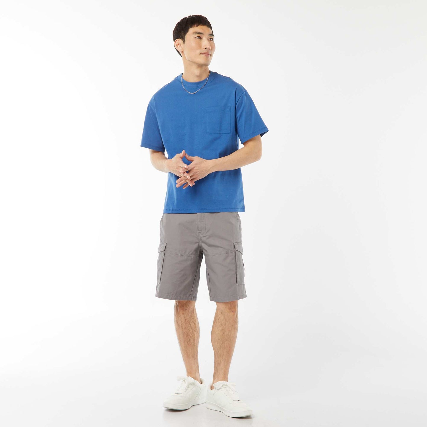 Short-sleeved jersey knit T-shirt BLUE