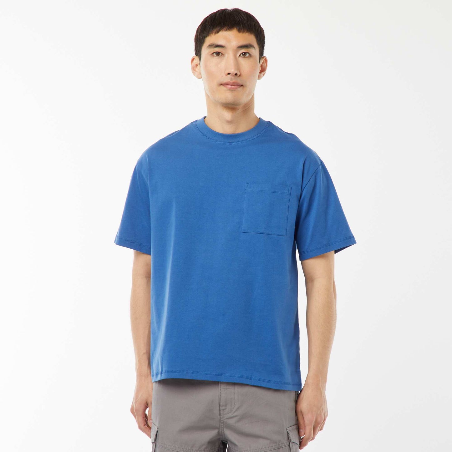 Short-sleeved jersey knit T-shirt BLUE