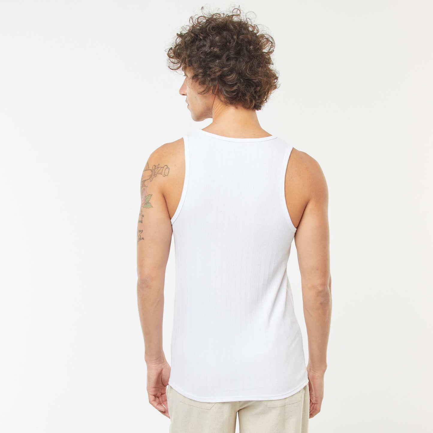 Plain vest top in ribbed knit fabric WHITE