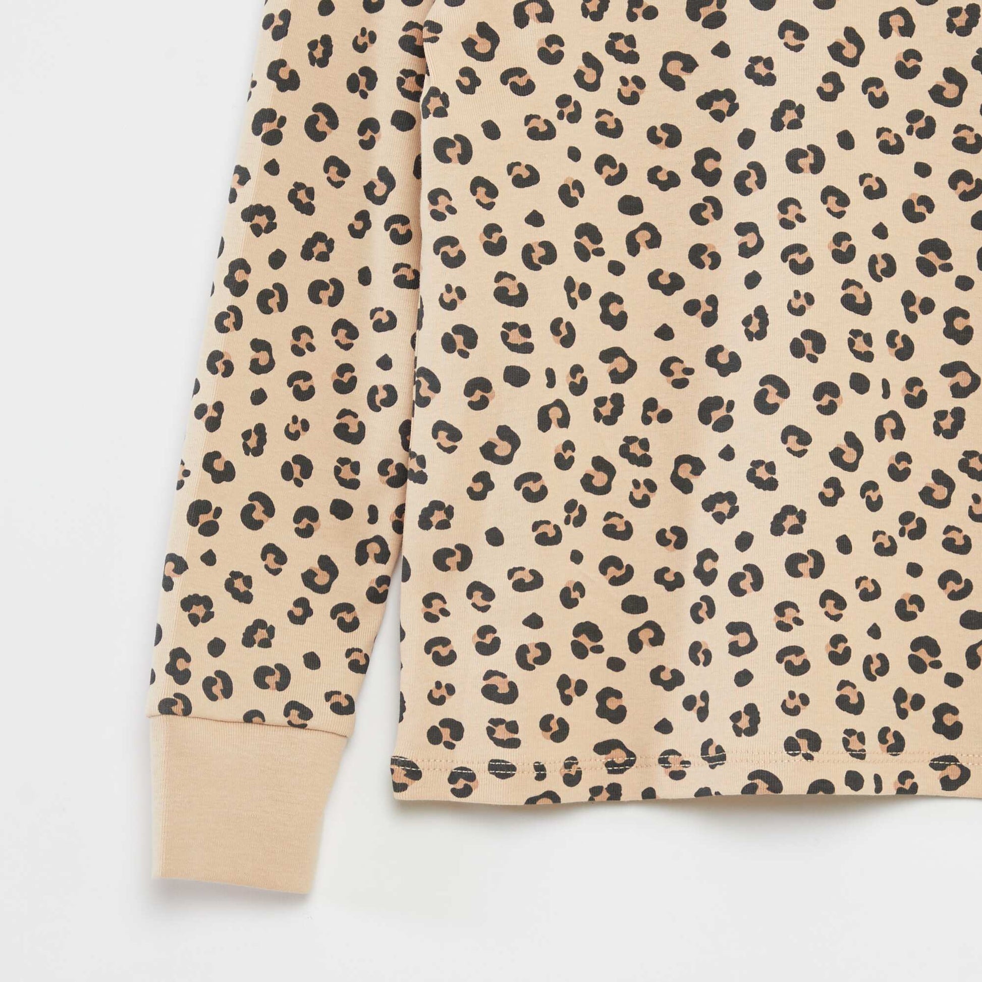 Patterned T-shirt and trousers pyjama set - 2-piece set BROWN