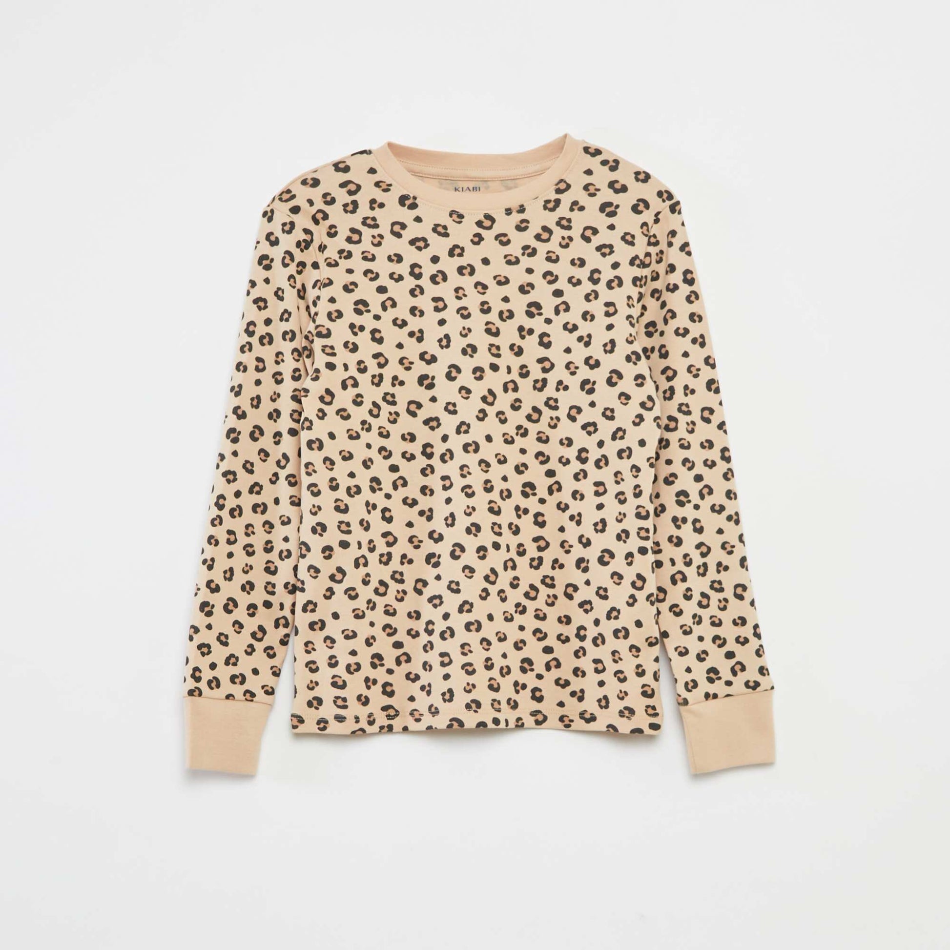 Patterned T-shirt and trousers pyjama set - 2-piece set BROWN