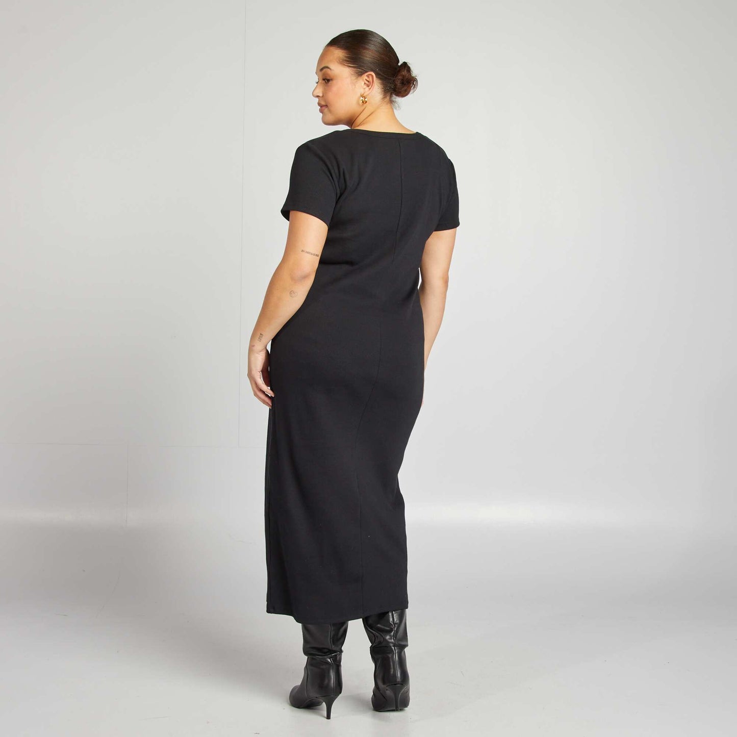 Ribbed knit dress BLACK