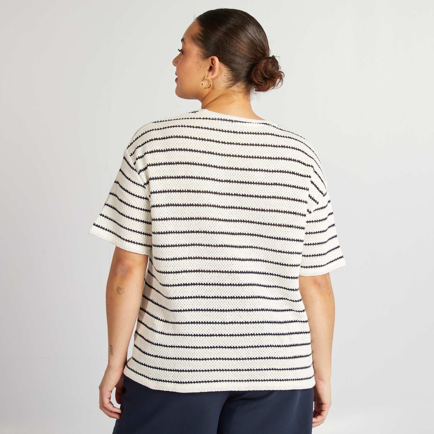 Loose-fit short-sleeved striped T-shirt BLUE