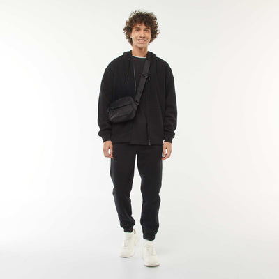 Warm fleece jogging pants BLACK